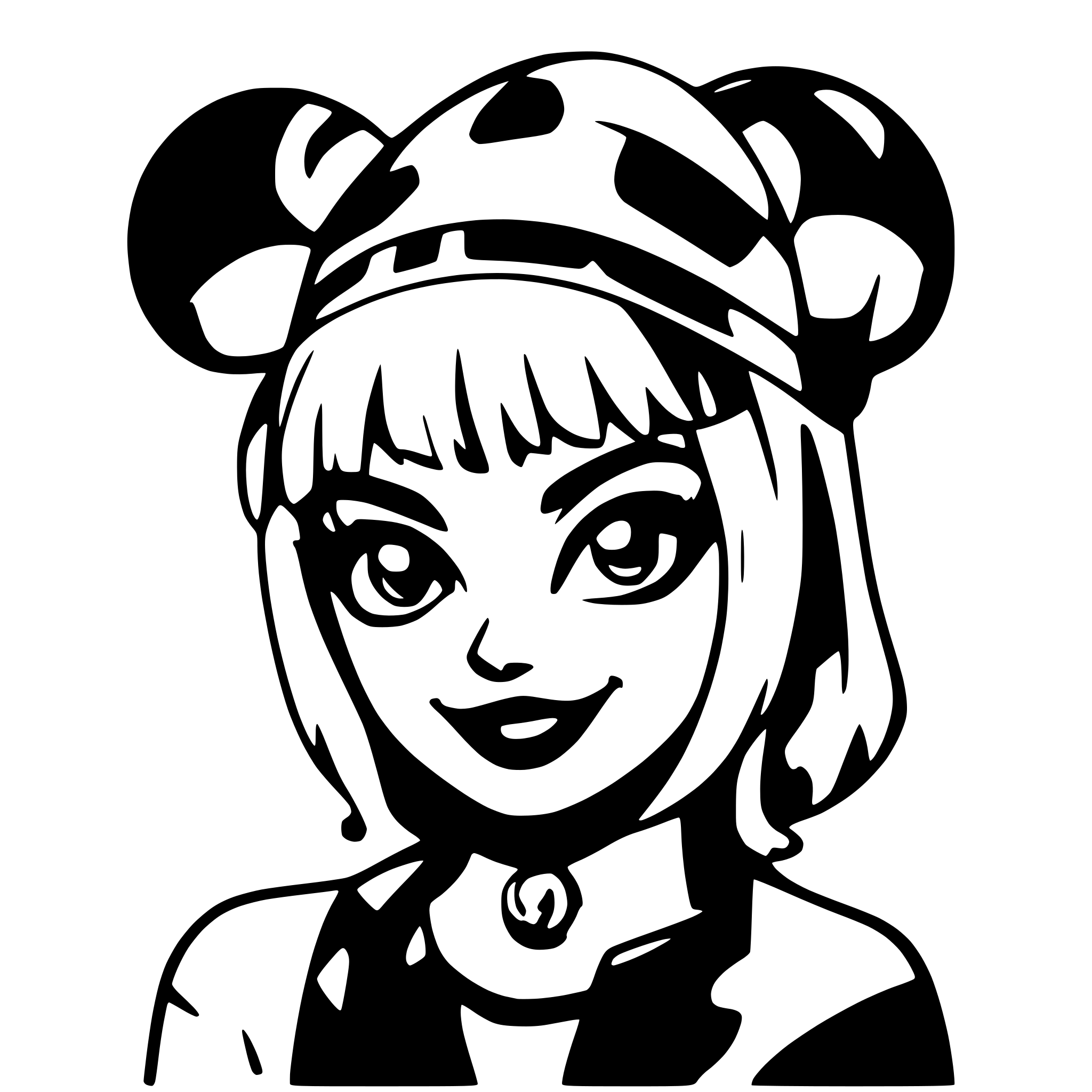 AI-generated SVG of a harley quinn with three pom Jester hat sinister