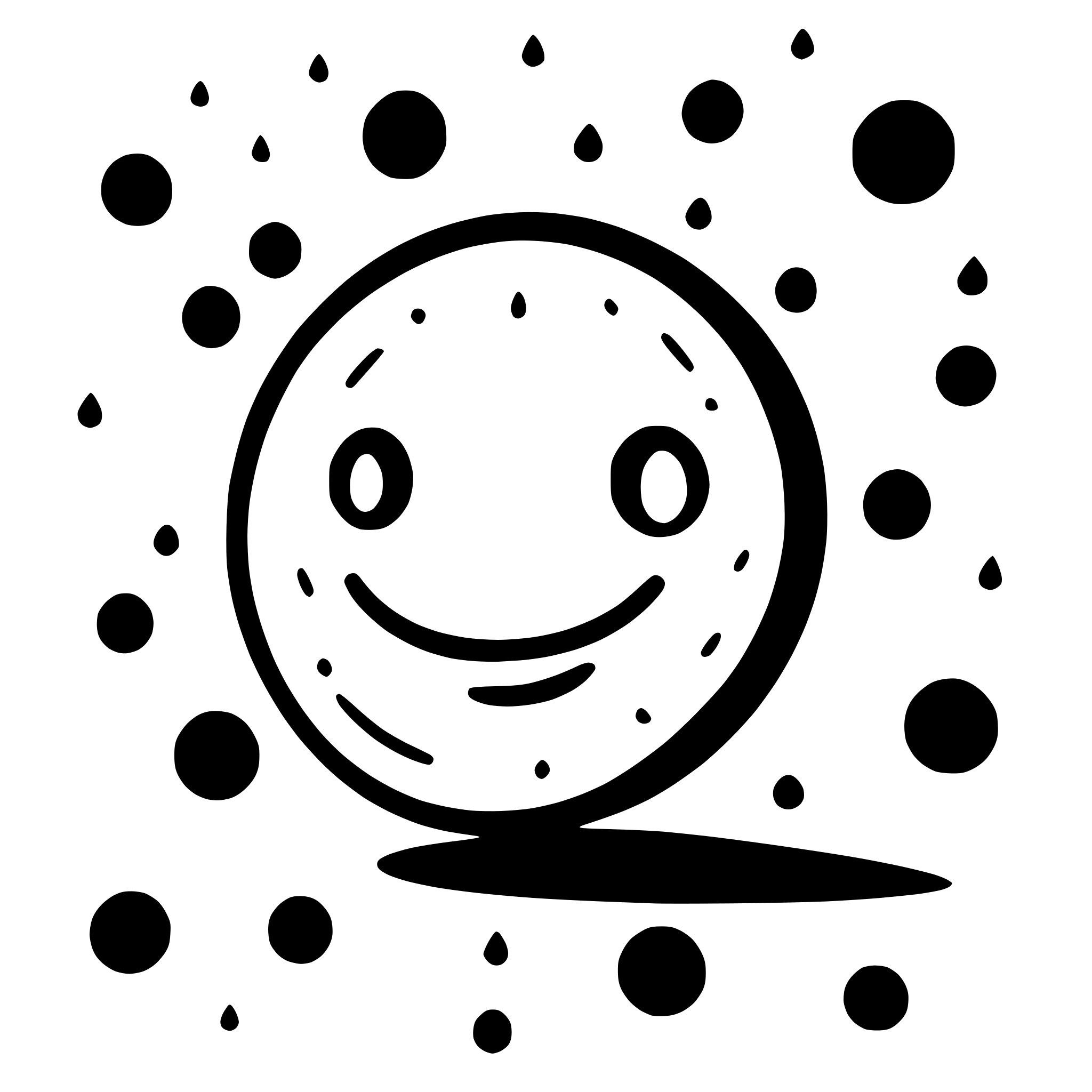 AI-generated SVG of 'create a moving animated svg where first there appears a dot on the left, then there appears a dot on the right and after that a lign or arrow underneath both dots connects them, forming a smiley face'