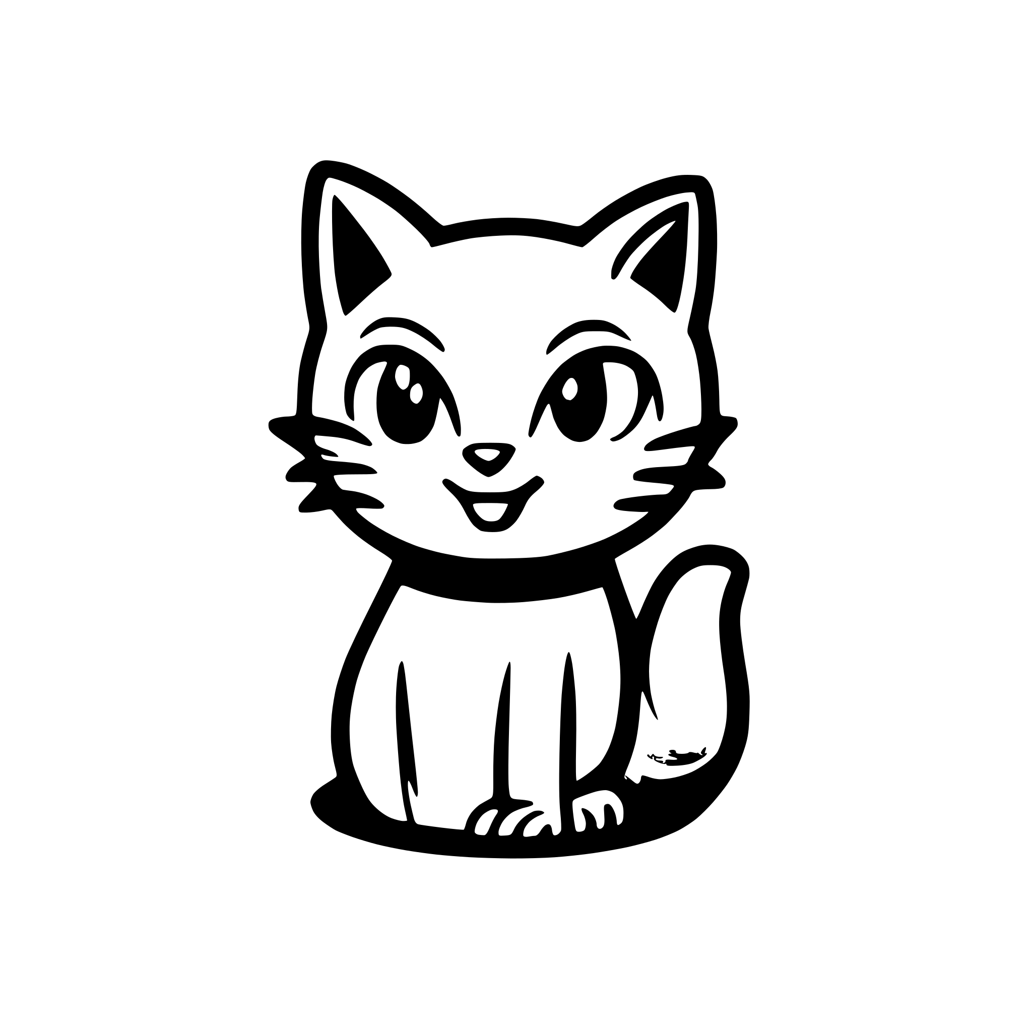 AI-generated SVG of a Design a retro cartoon-style mascot logo of a orange tabby cat with expressive green eyes and a slightly silly, lovable facial expression. The cat should be sitting upright with a friendly smile and giving a thumbs-up gesture, similar to vintage American food mascots from the 1960s. Use bold red and white colors only, with thick outlines and simplified shapes to give it a nostalgic, iconic feel. The style should feel warm, fun, and inviting — suitable for a family-friendly brand or comfort food 