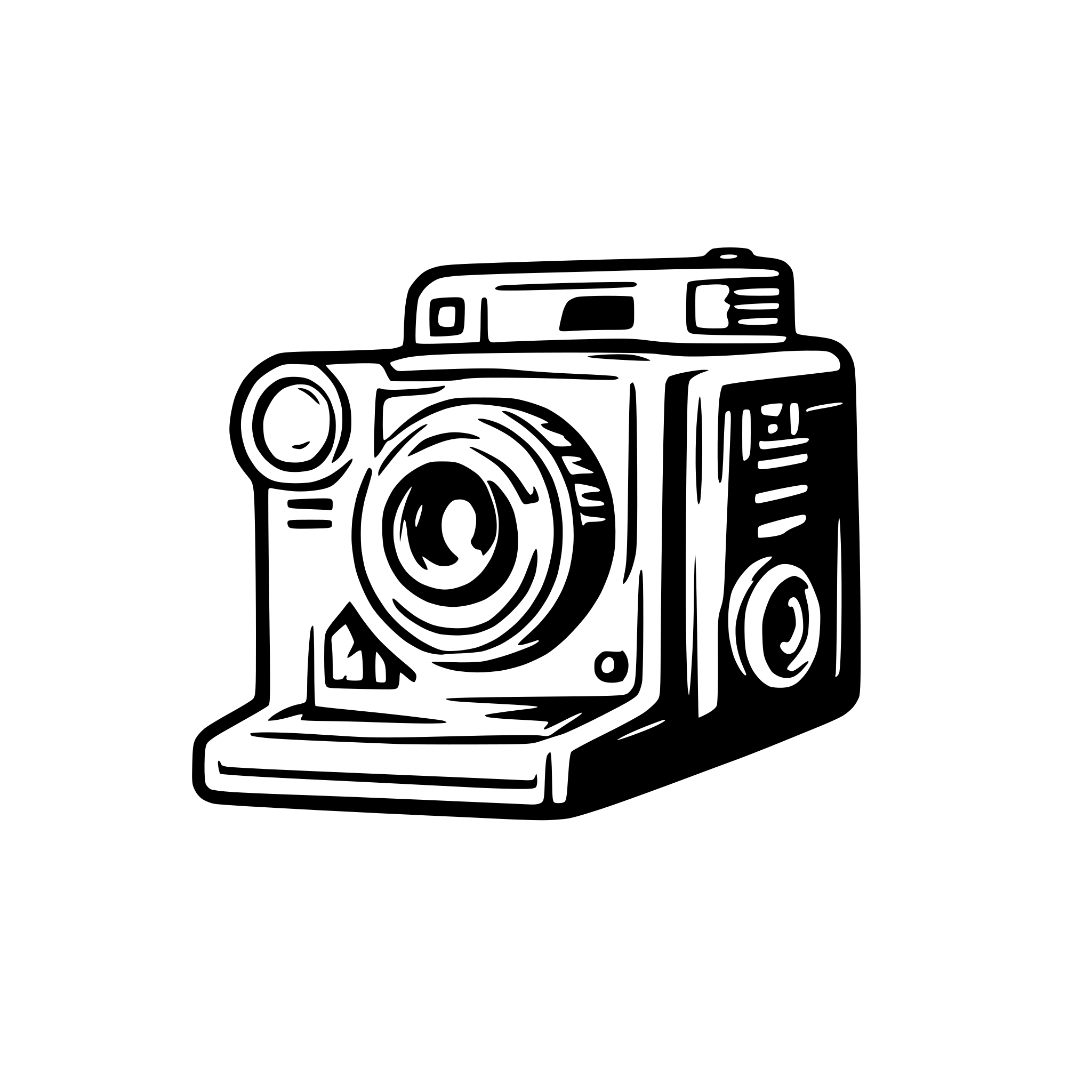 AI-generated SVG of 'an old camera with a chat element'