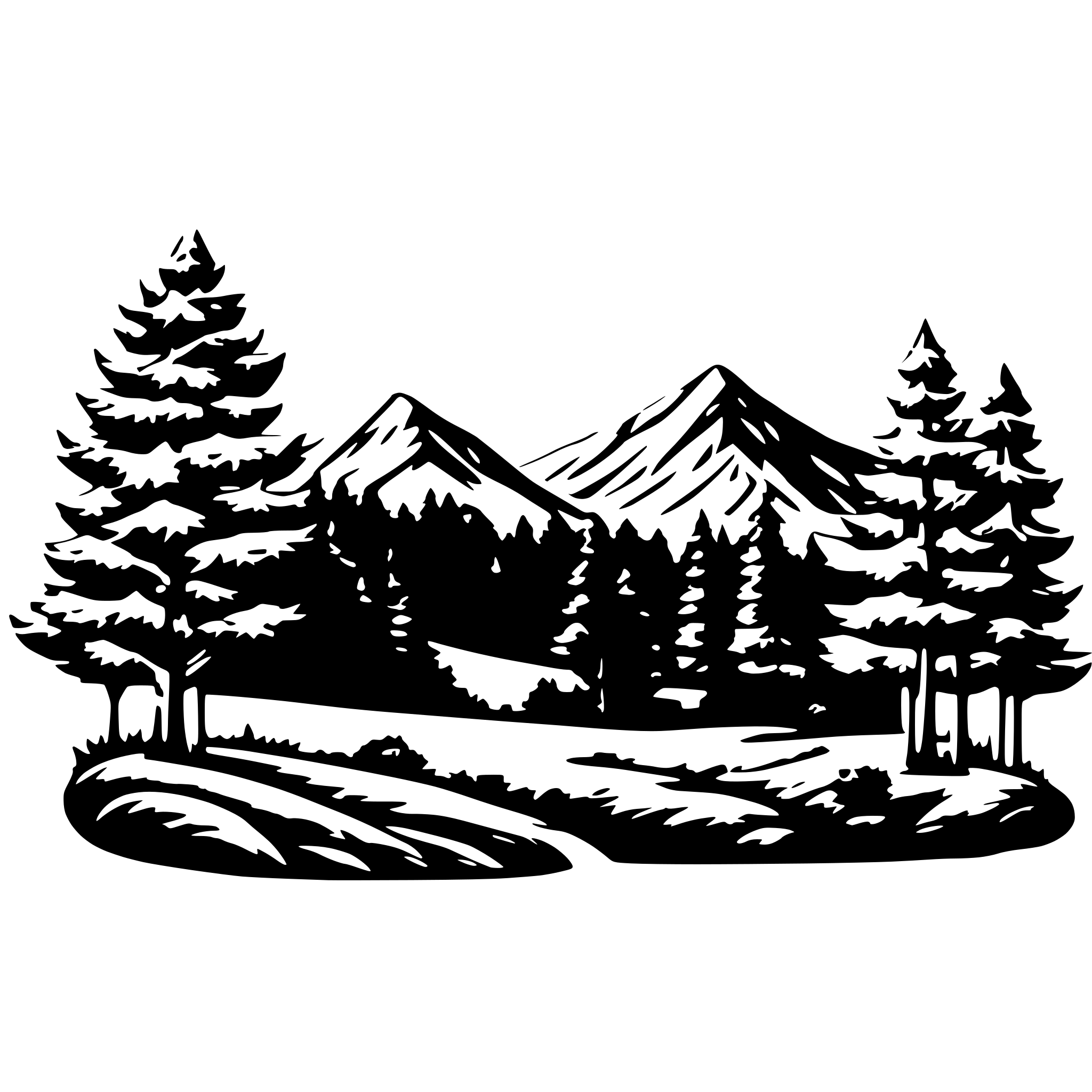 AI-generated SVG of 'mountain stars Trees'