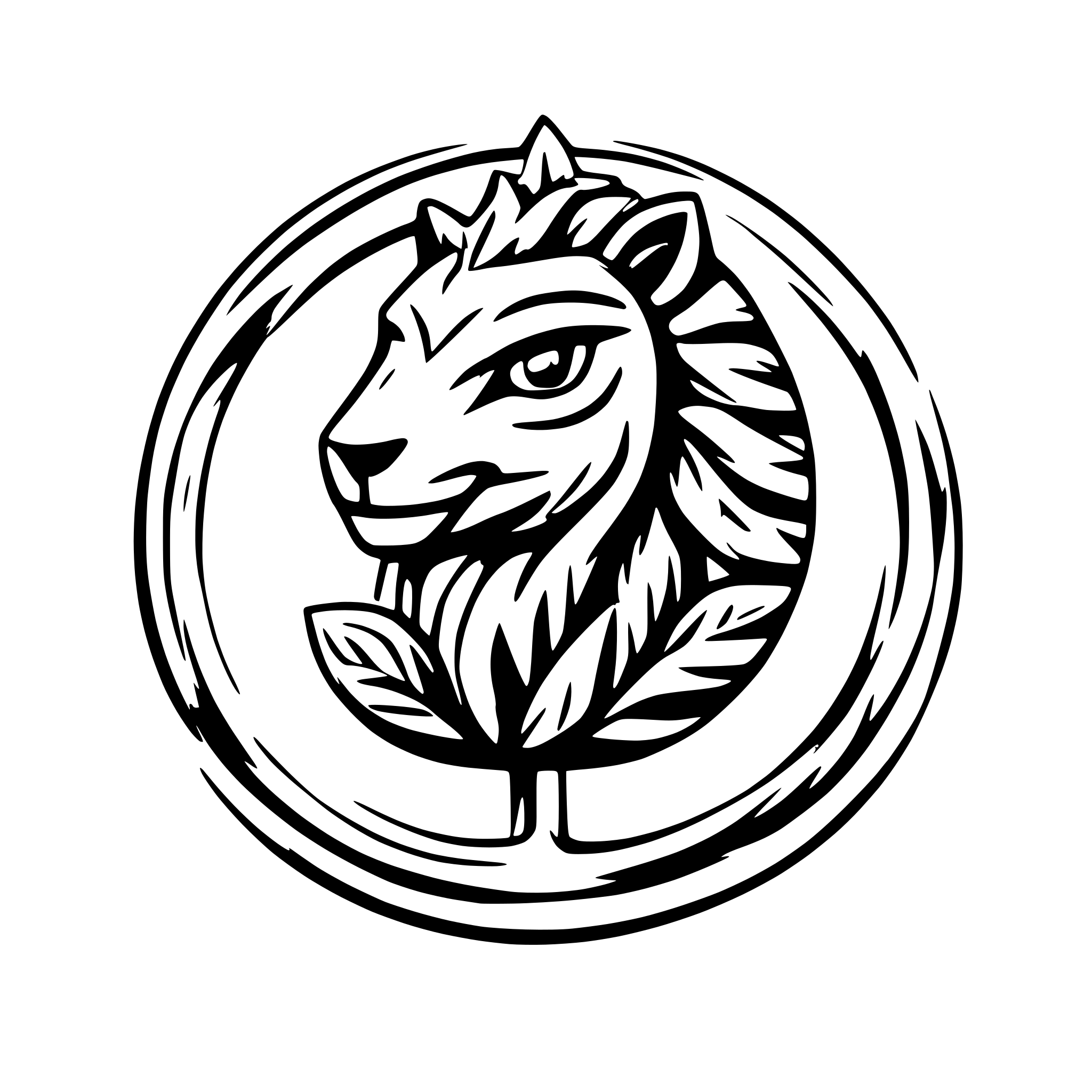 AI-generated SVG of a A owl, swan and lion