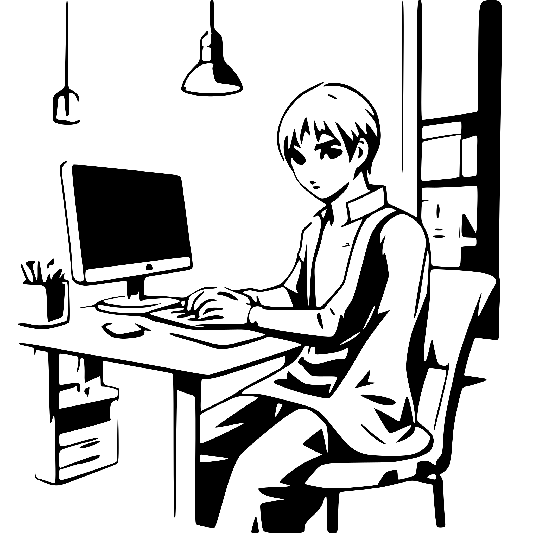 AI-generated SVG of a freelancer man on his workspace