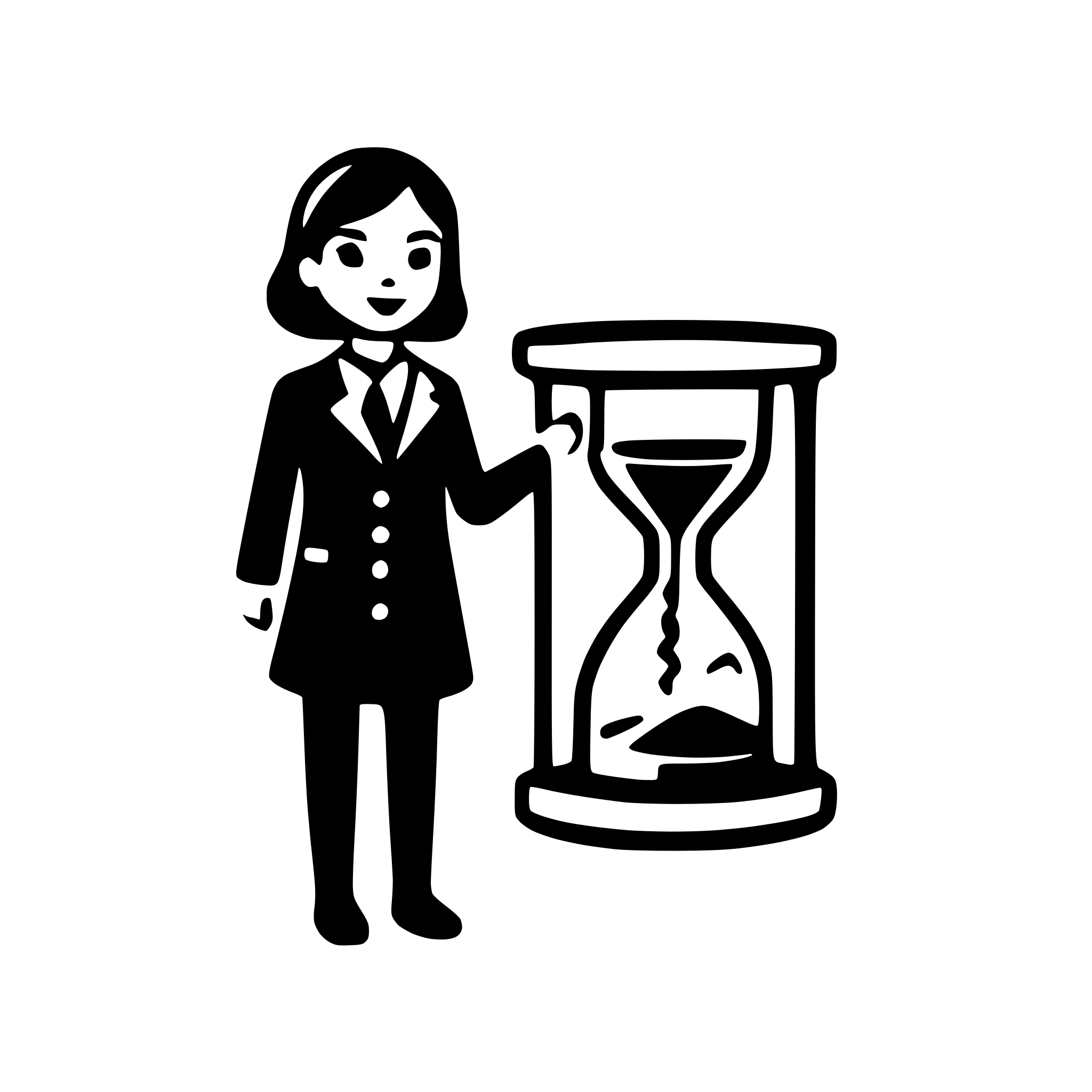 AI-generated SVG of a 2 colors icon (blue and white) worker and hourglass