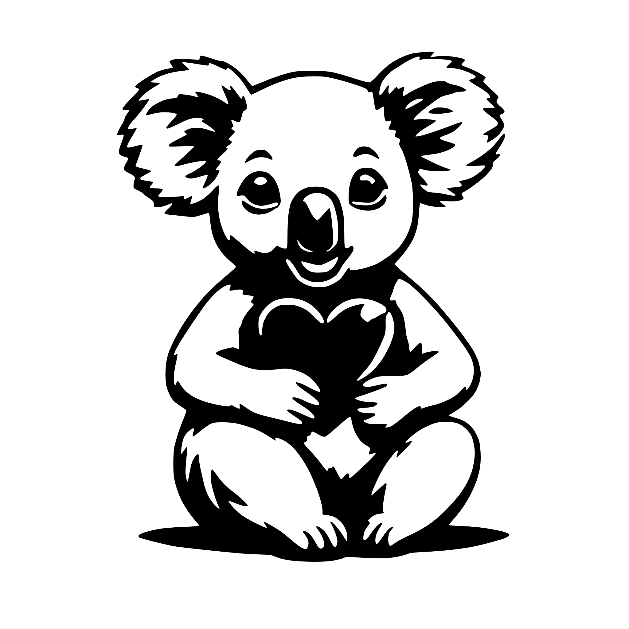 AI-generated SVG of 'koala with a valentines heart'