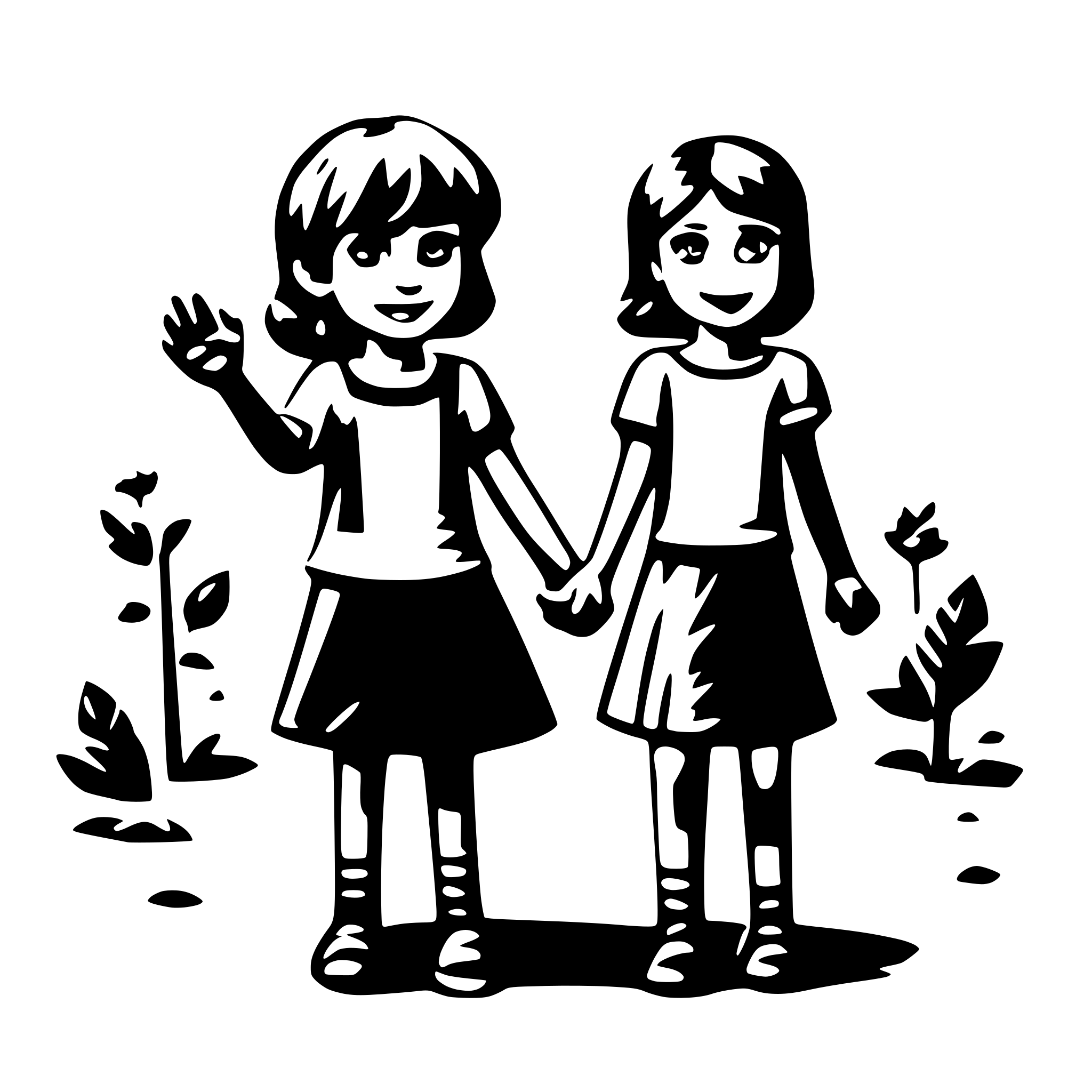 AI-generated SVG of a educator with children holding hands