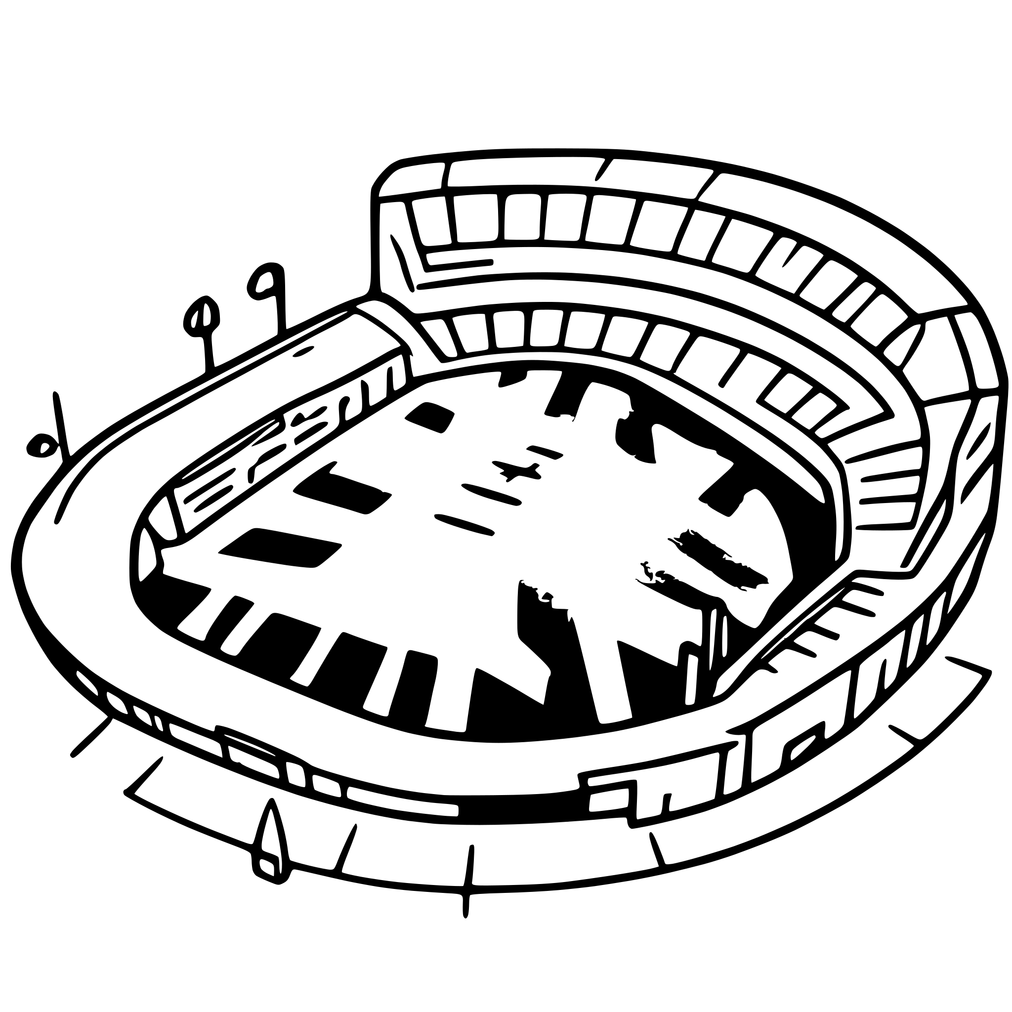 AI-generated SVG of a college football stadium, from top angled perspective