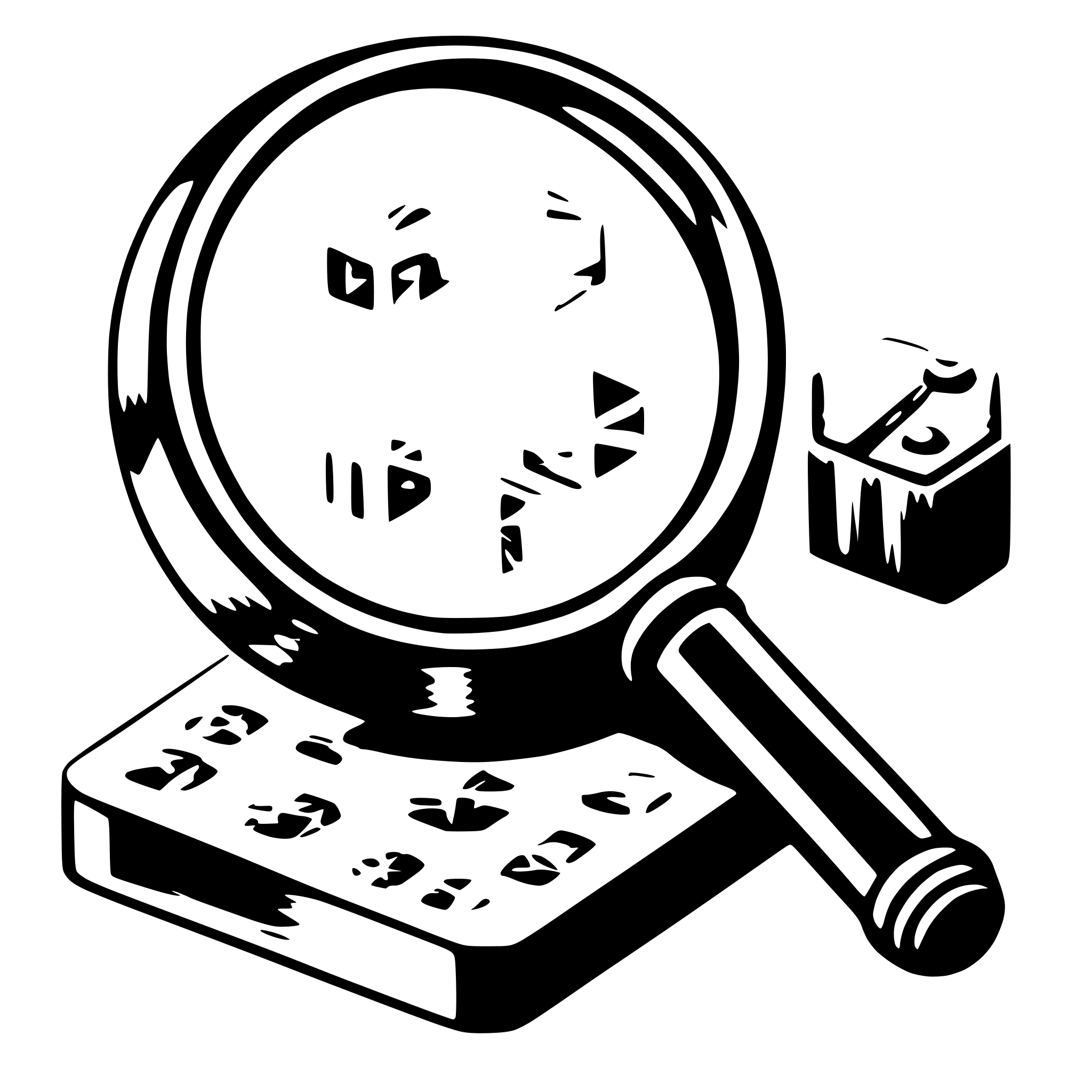 AI-generated SVG of 'data nodes beeing inspected by a magnifying glass'