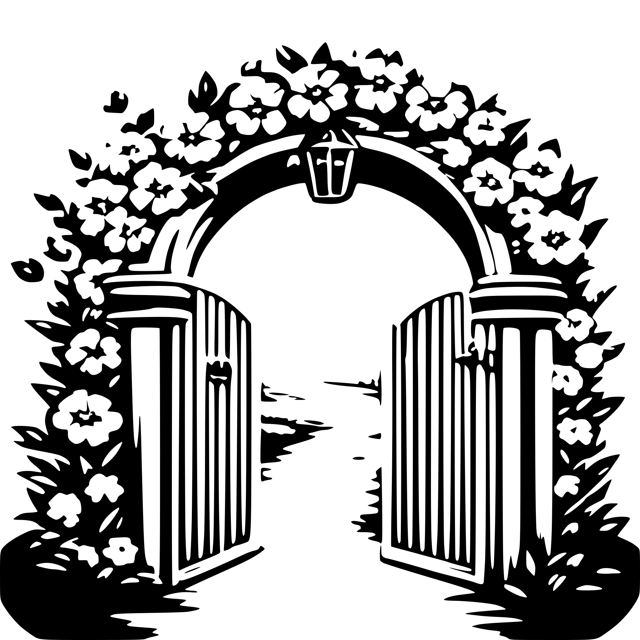 AI-generated SVG of a a romanticopen gate with flower wreaths AI-generated SVG of a a romanticopen gate with flower wreaths