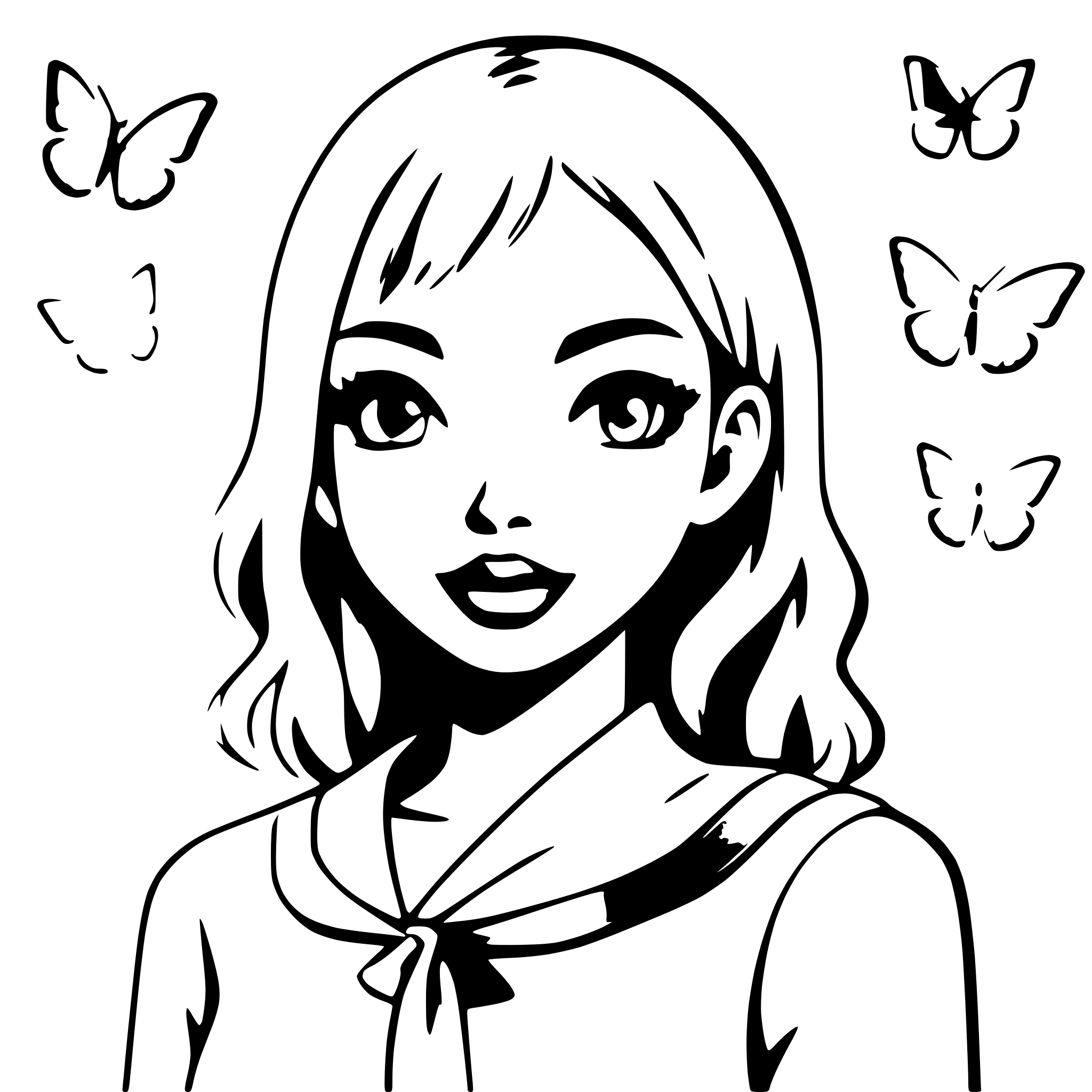 AI-generated SVG of 'girl surrounded by butterflies'