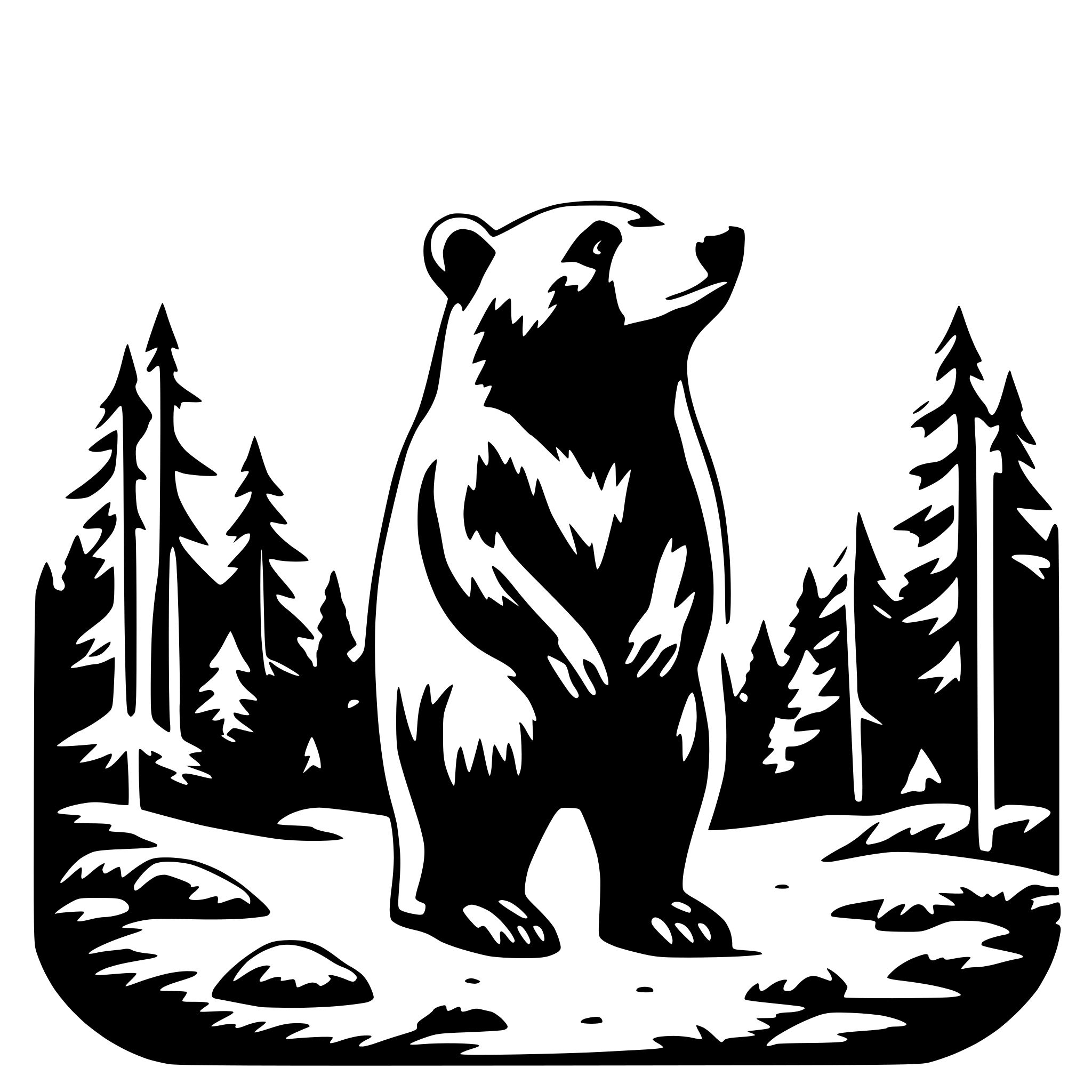 AI-generated SVG of 'bear in the forest sun, cloud'