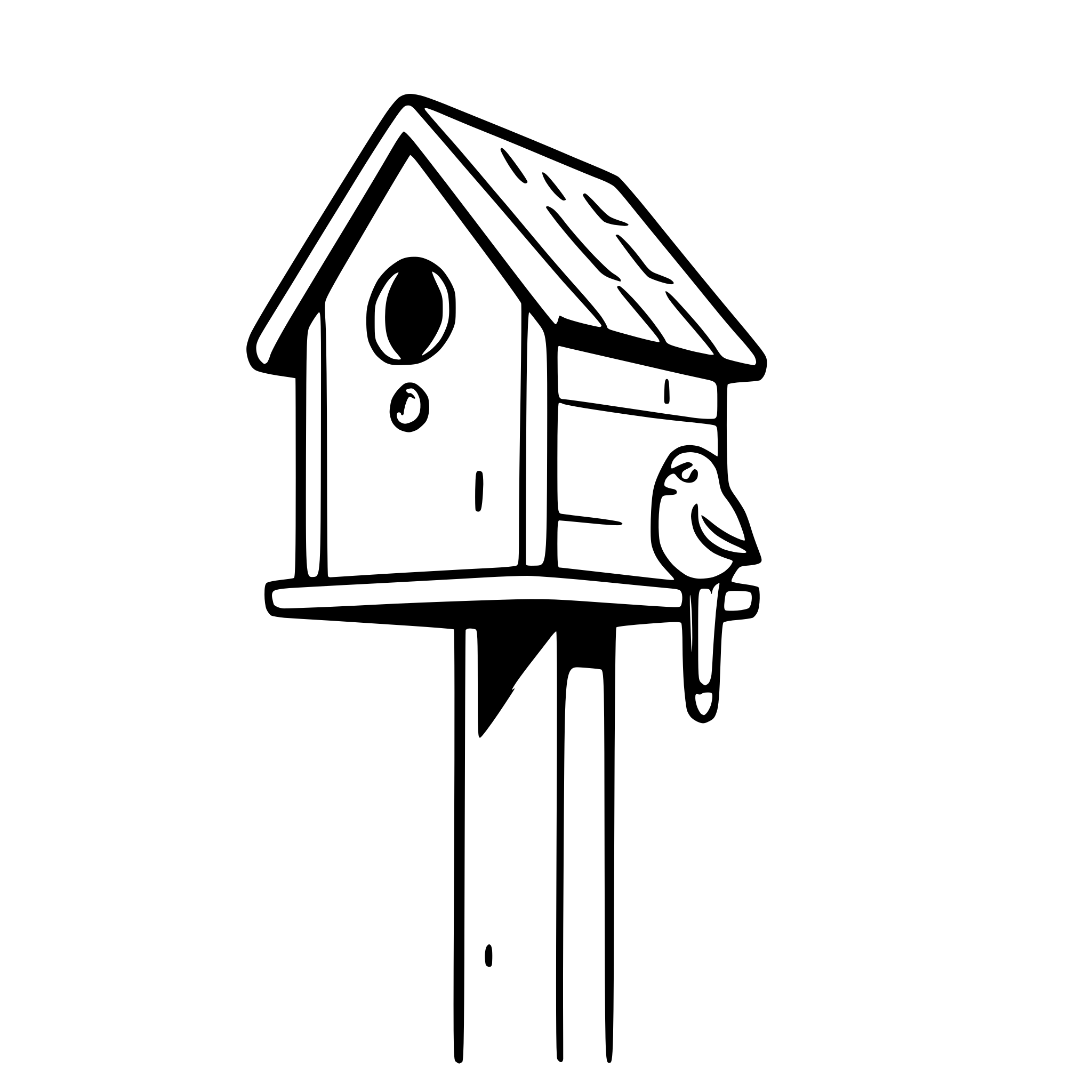 AI-generated SVG of 'birdhouse on tall post'