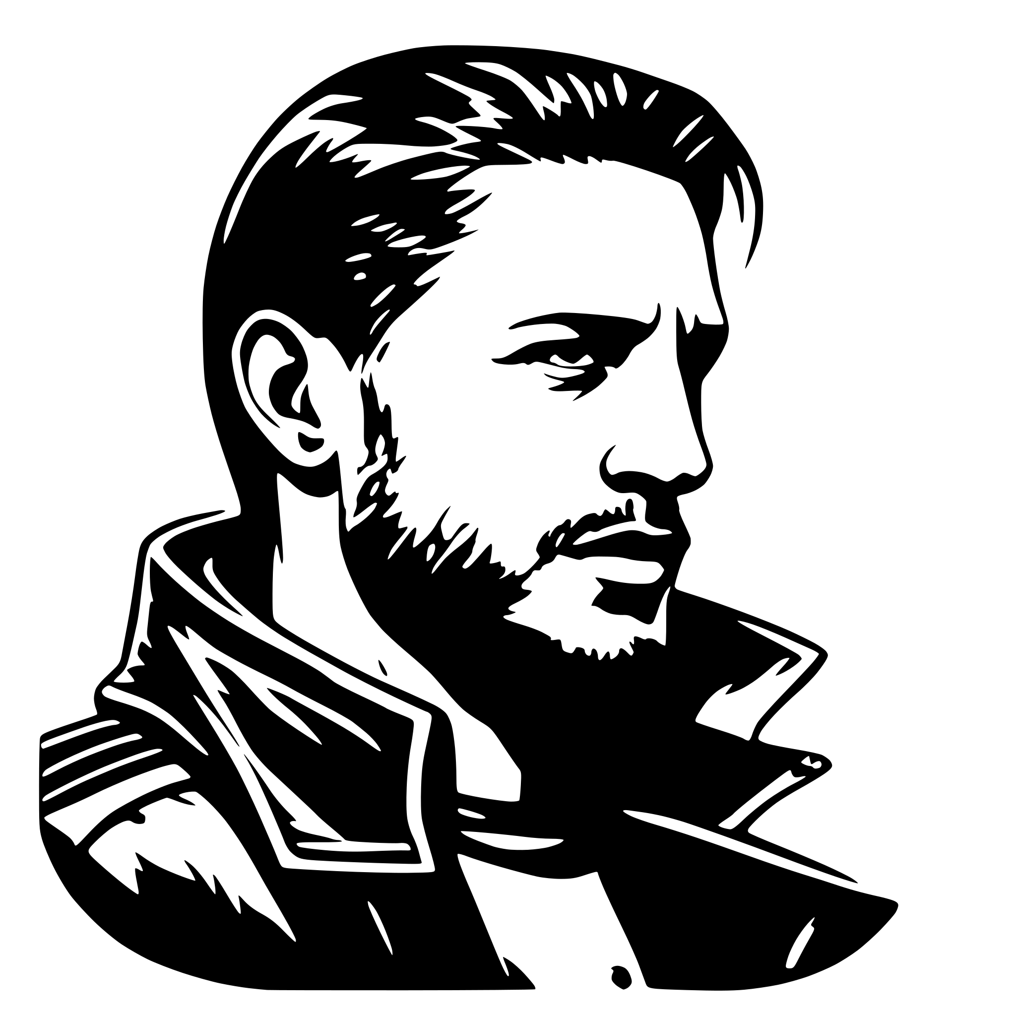 AI-generated SVG of 'tom hardy profile mad max'
