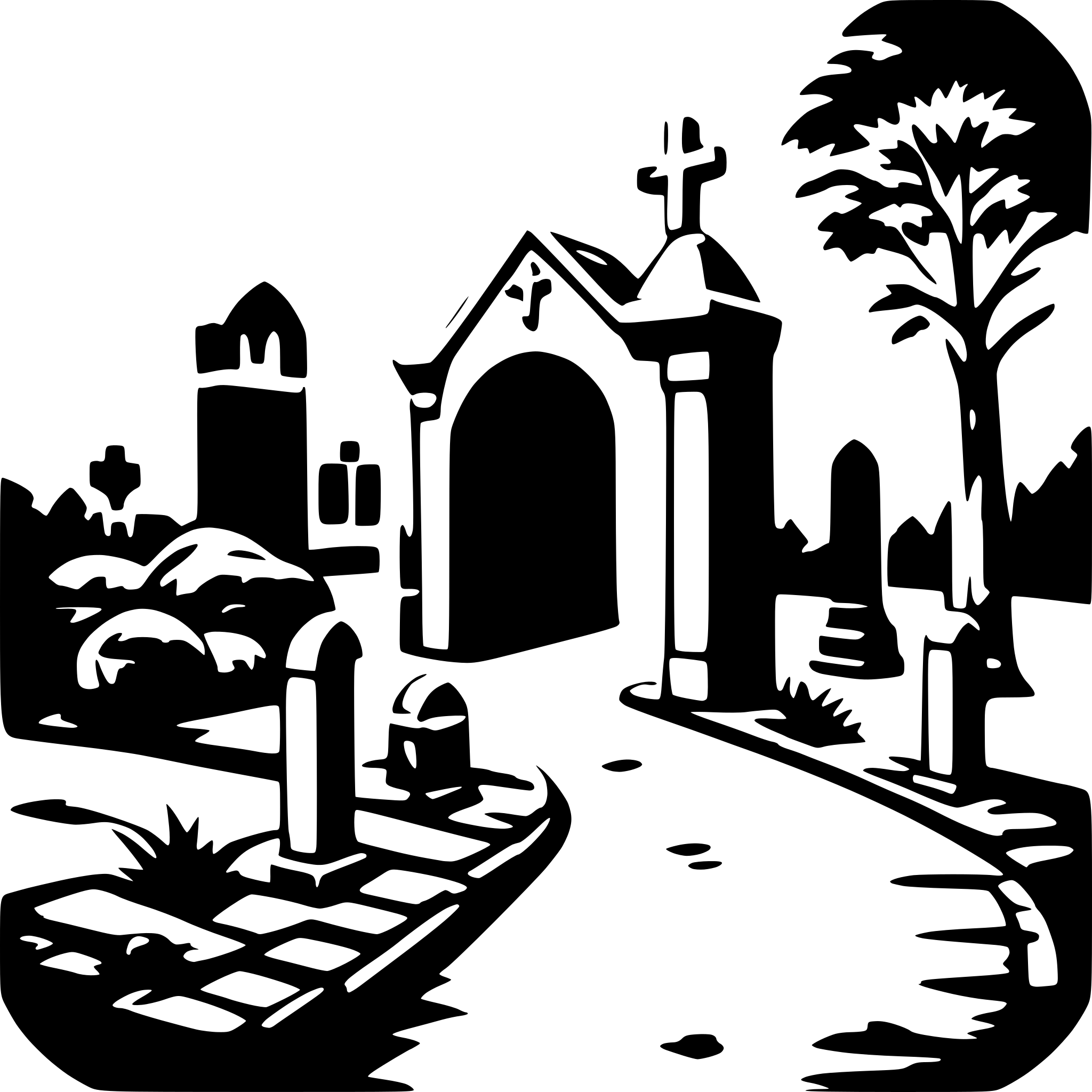 AI-generated SVG of a a romantic cemetery entrance