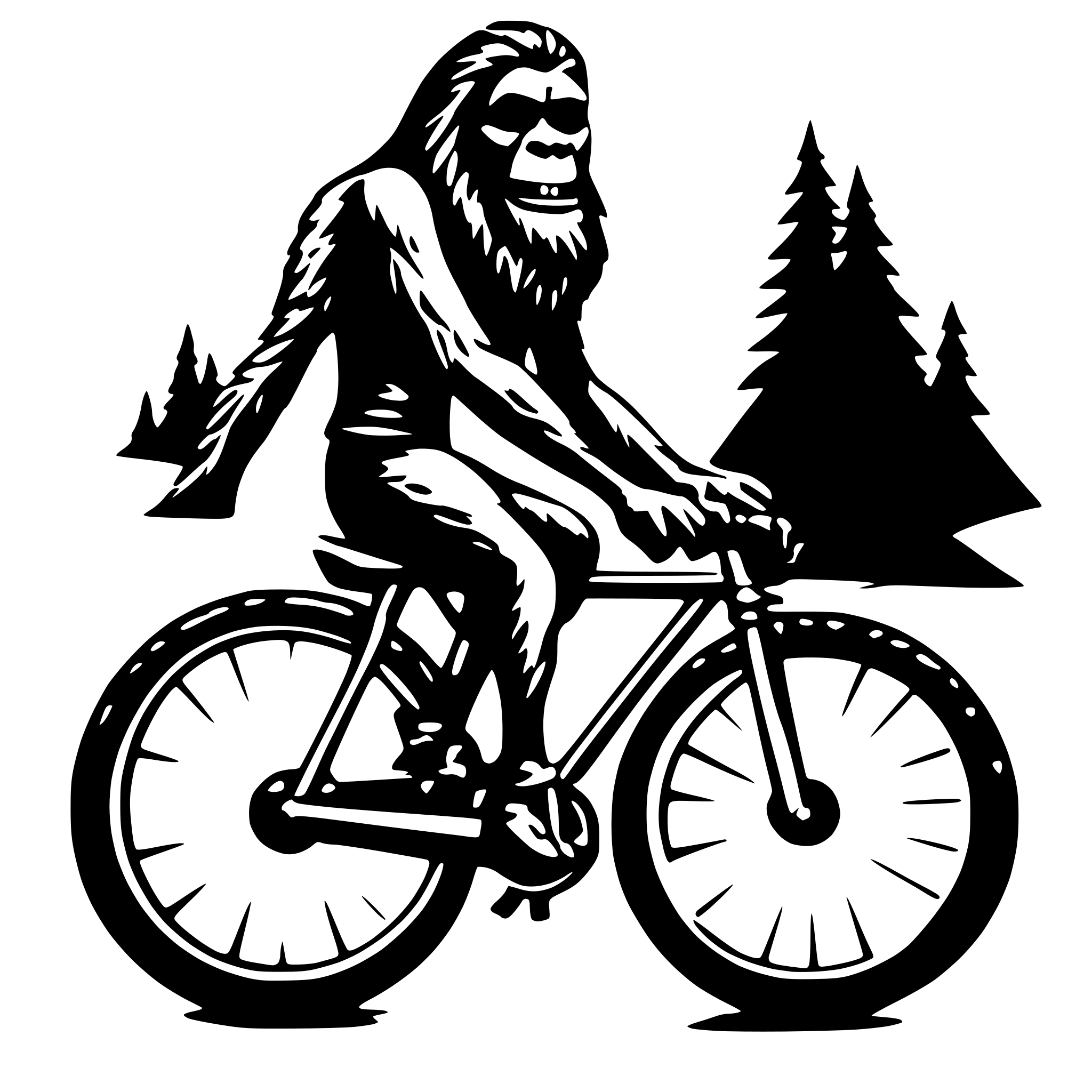 AI-generated SVG of 'sasquatch on a bicycle'