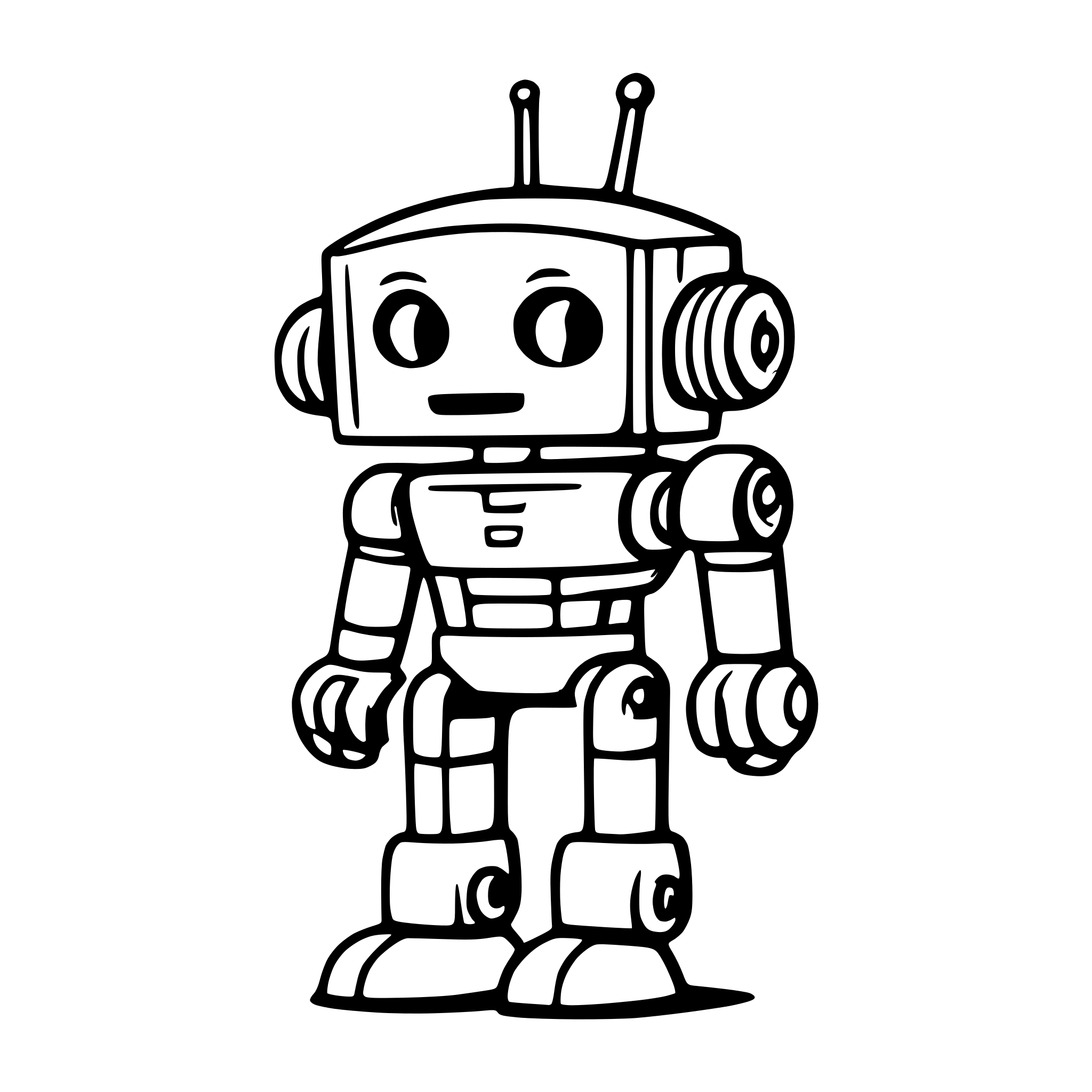 AI-generated SVG of a 2D outline of production robot