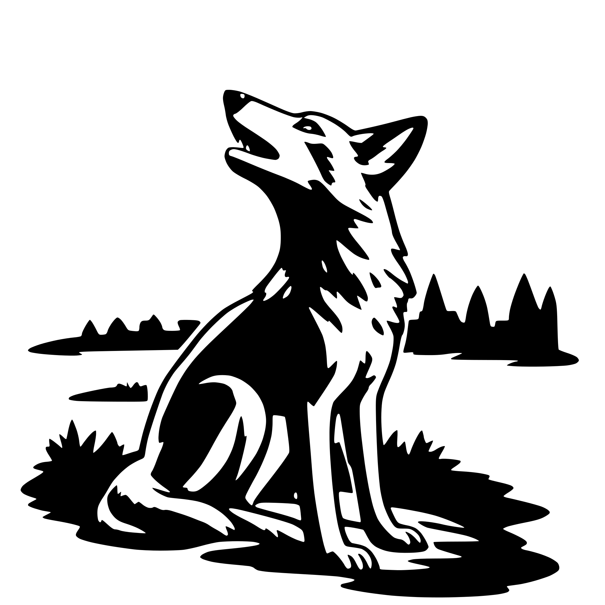 AI-generated SVG of a Coyote howling
