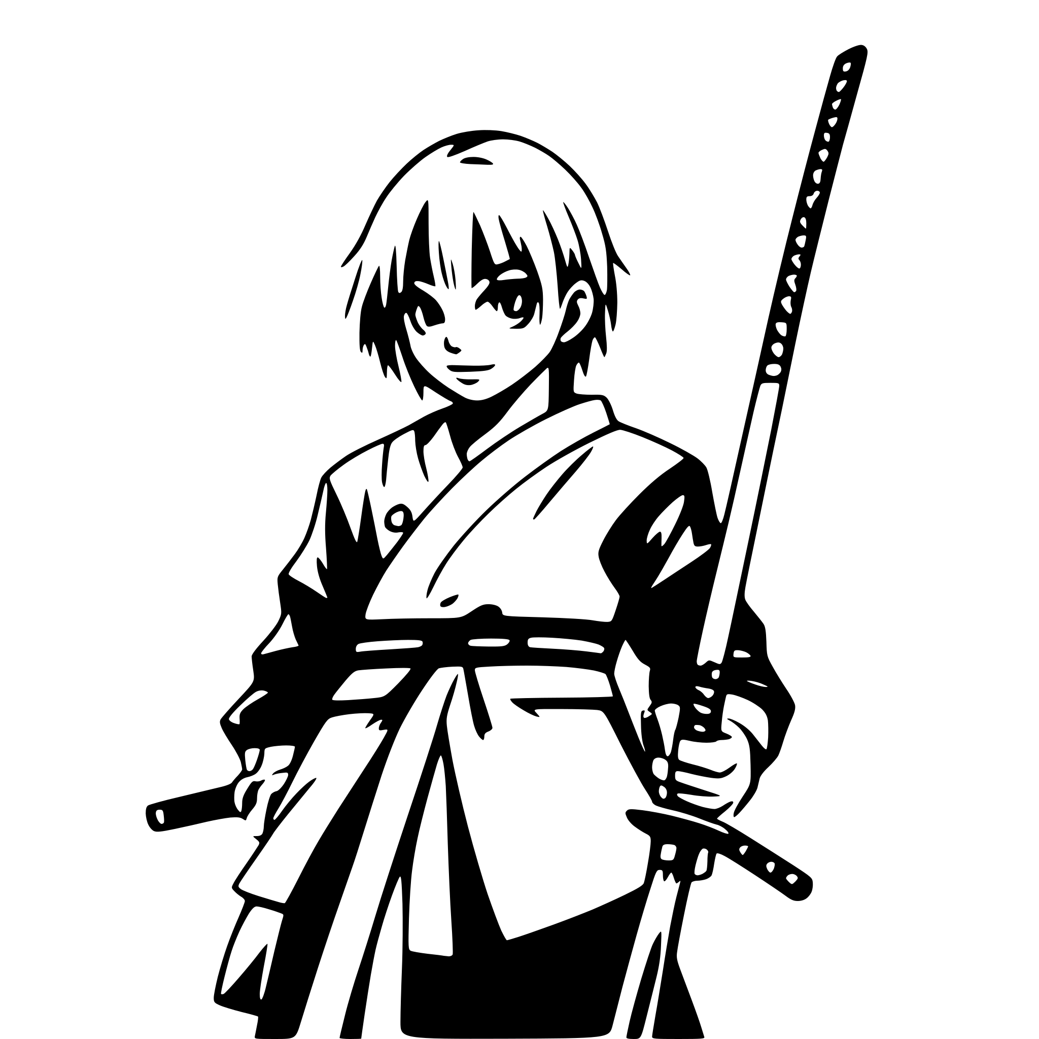 AI-generated SVG of 'boy with katana'