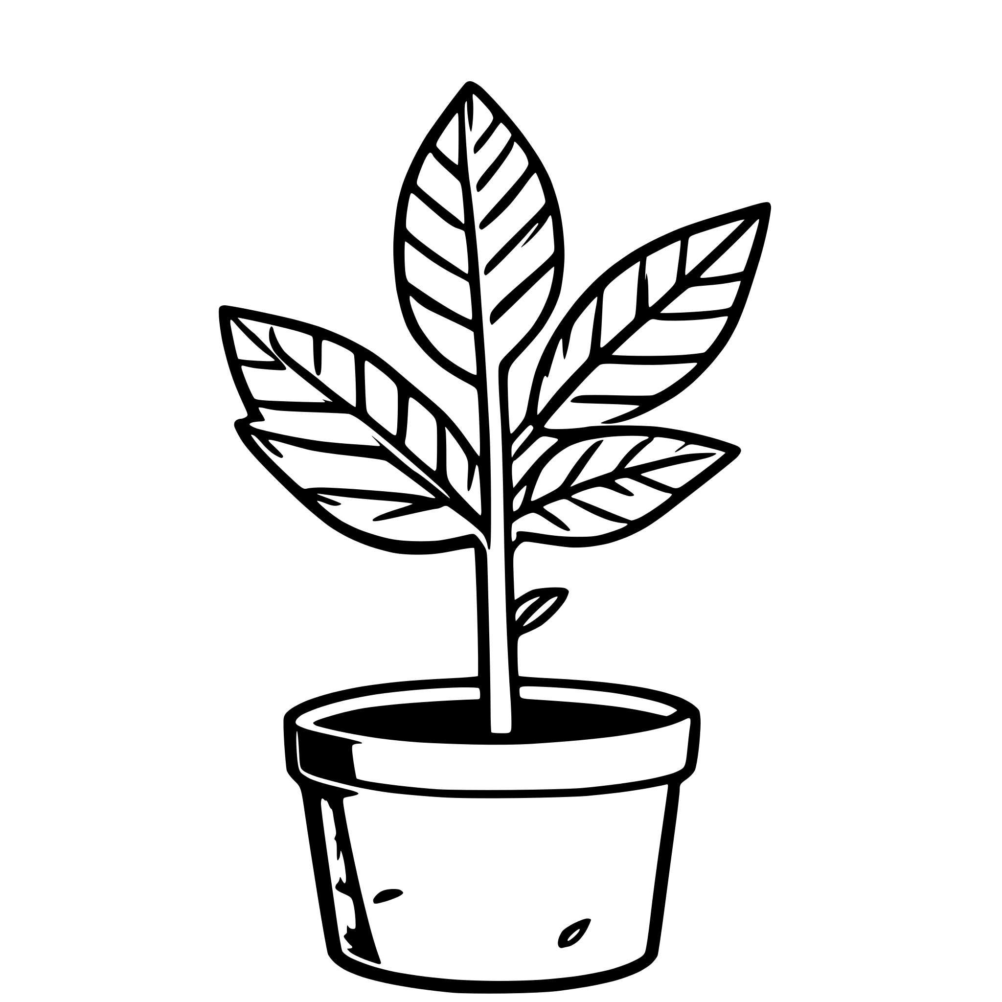 AI-generated SVG of a a small cannabis plantlet in a tiny pot