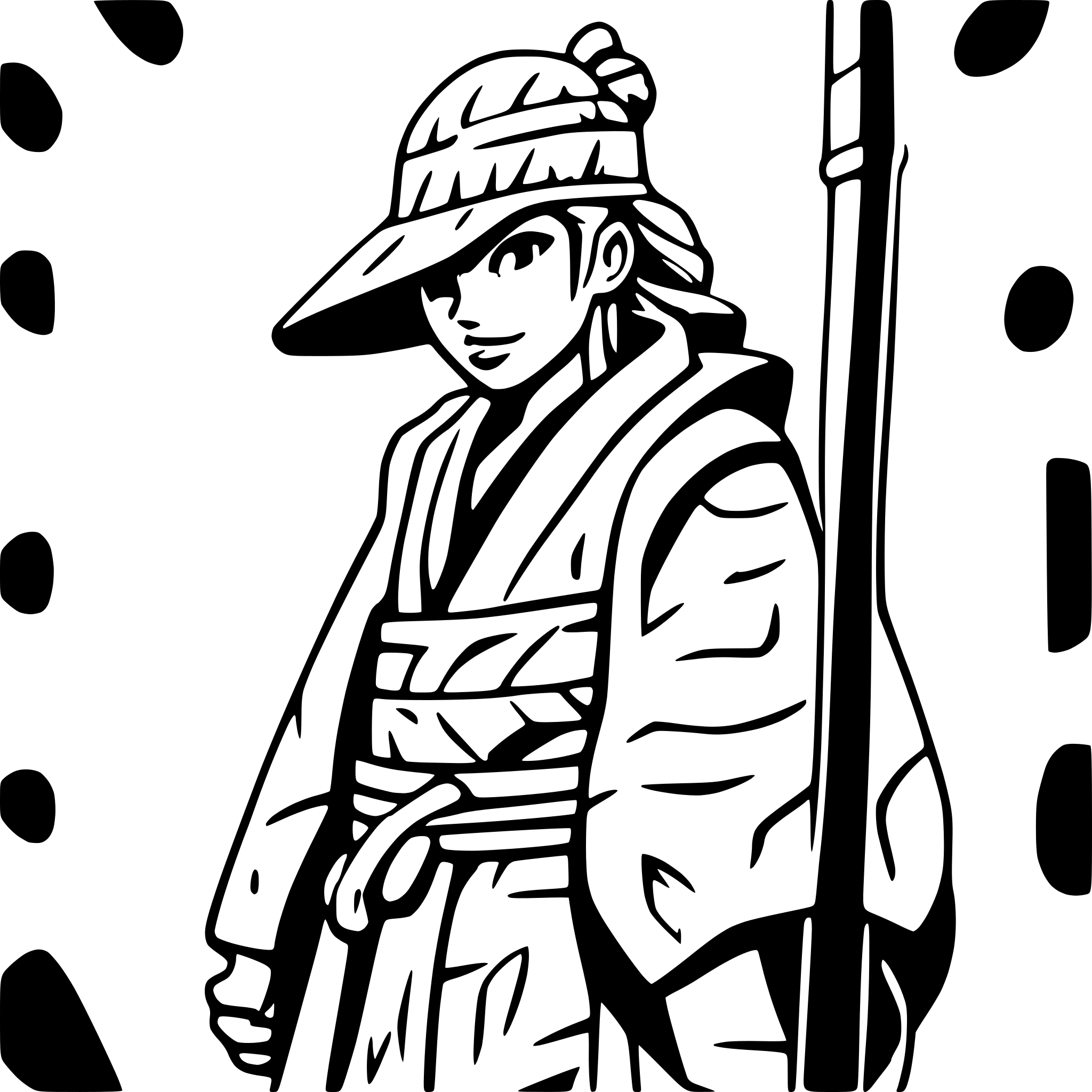 AI-generated SVG of a old samurai, side view, nostalgic