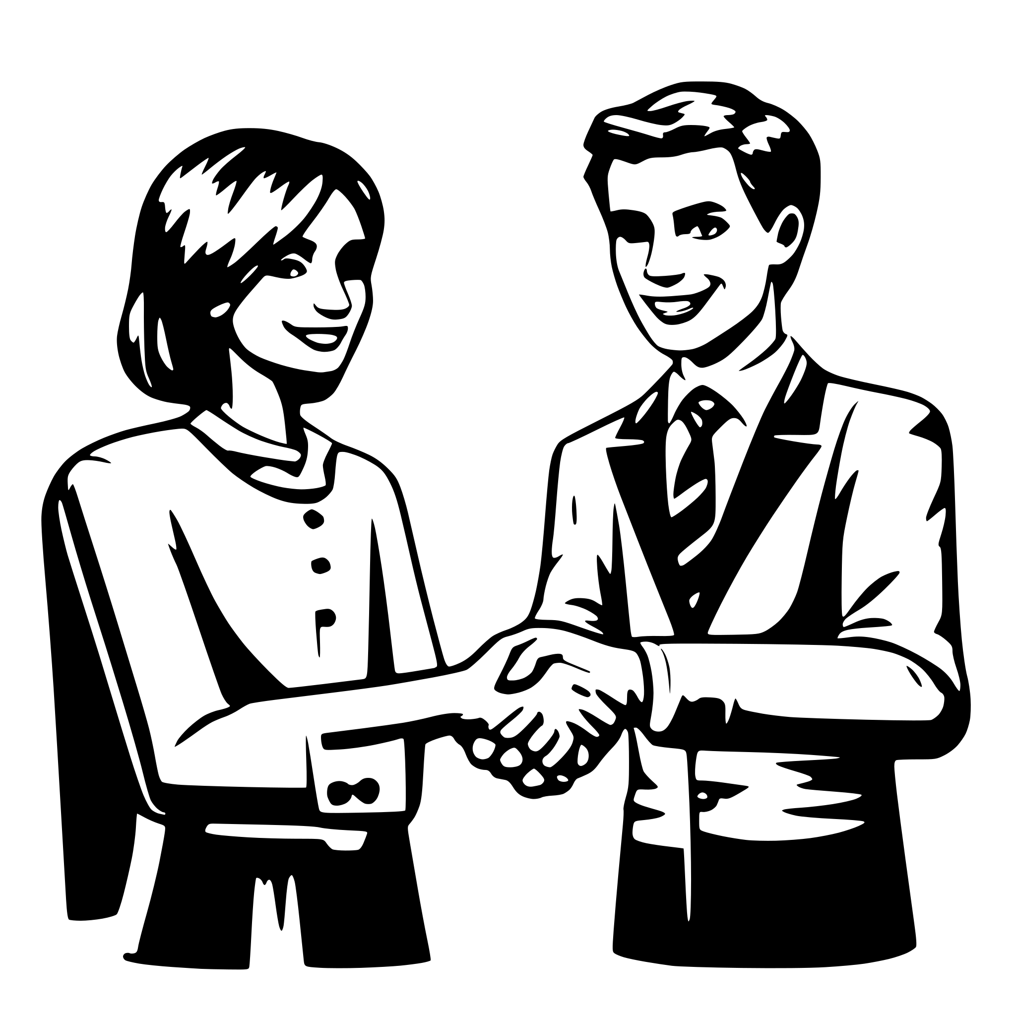 AI-generated SVG of a salesperson and client shaking hands
