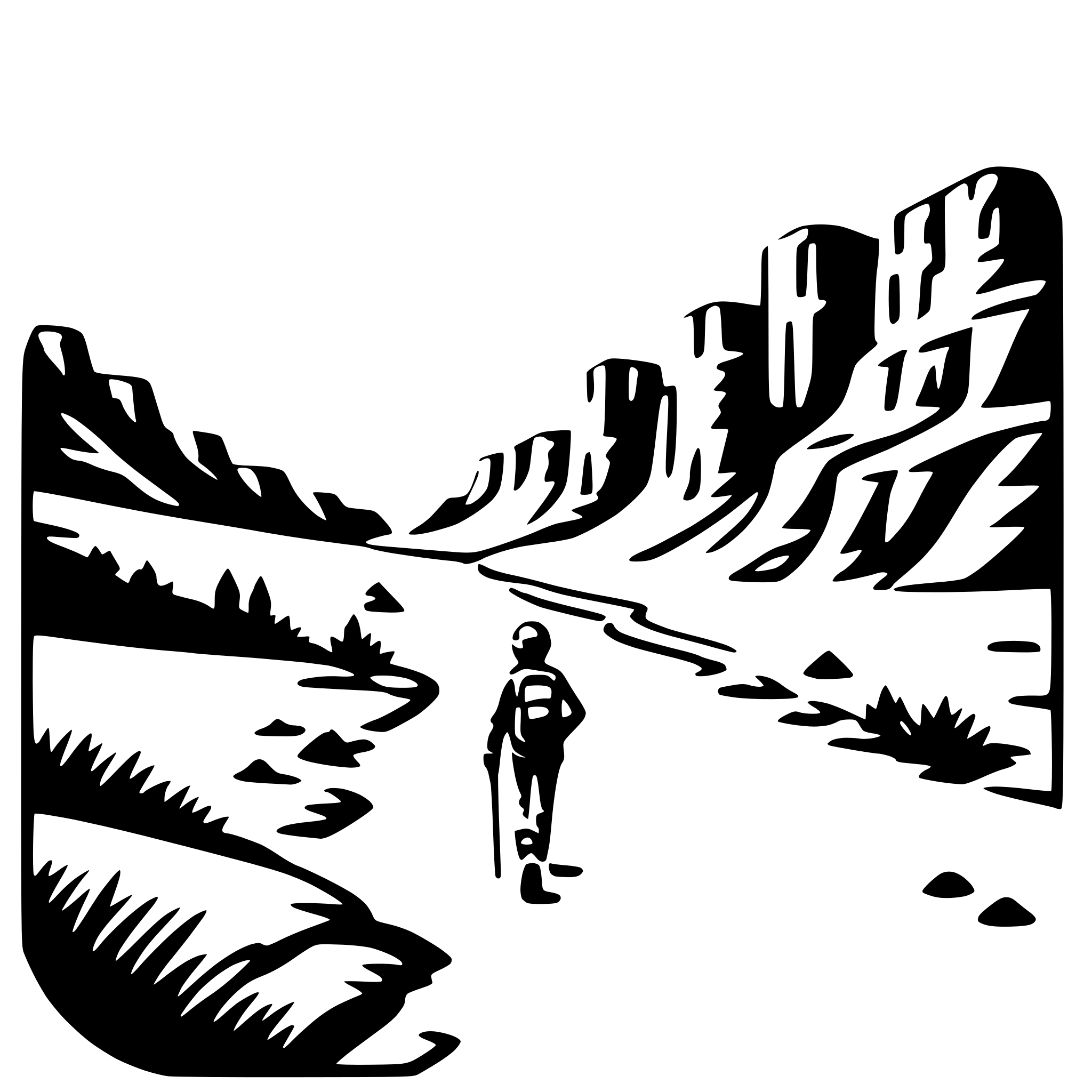 AI-generated SVG of a canyon hiking