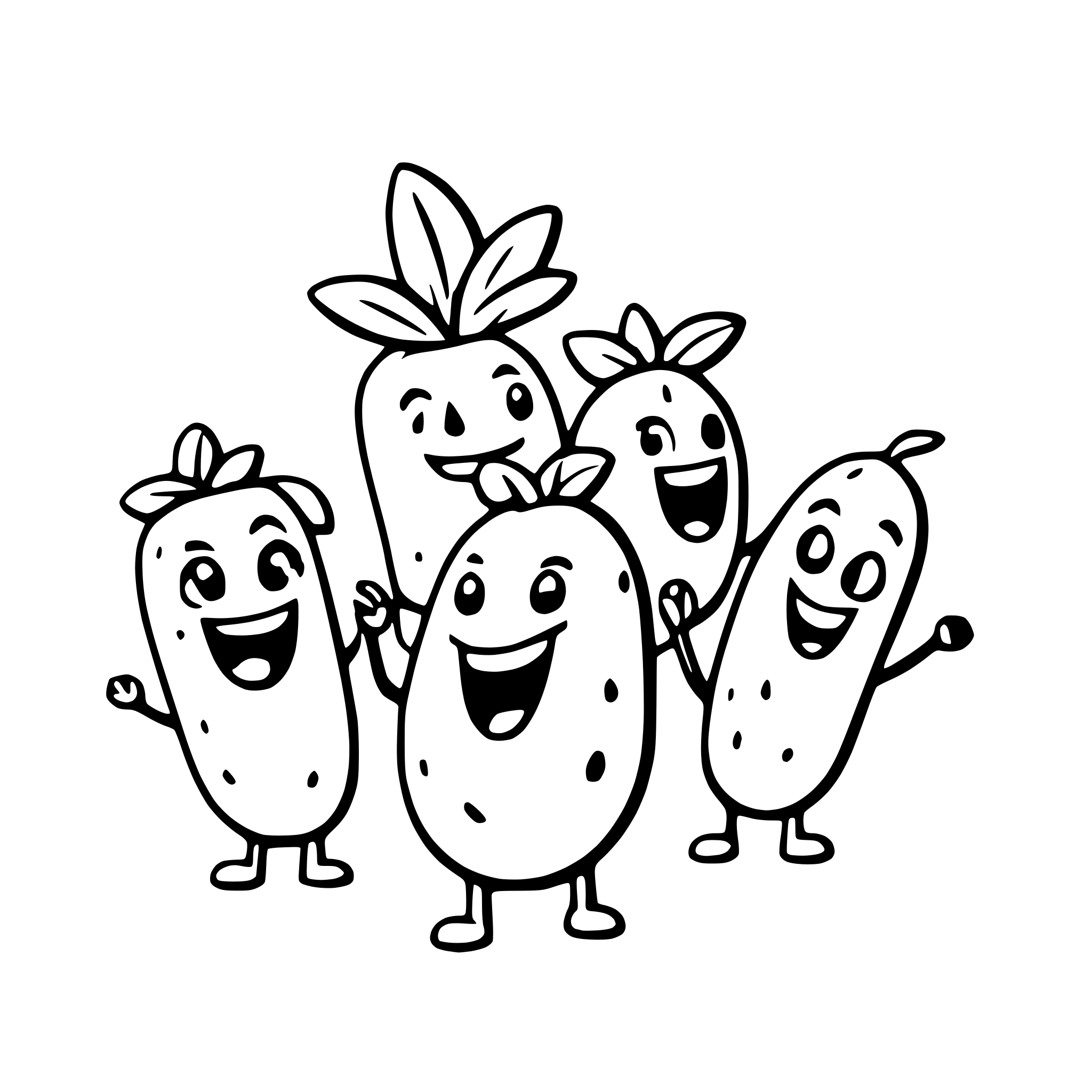 AI-generated SVG of a a group of happy fruit characters in a conga line AI-generated SVG of a a group of happy fruit characters in a conga line
