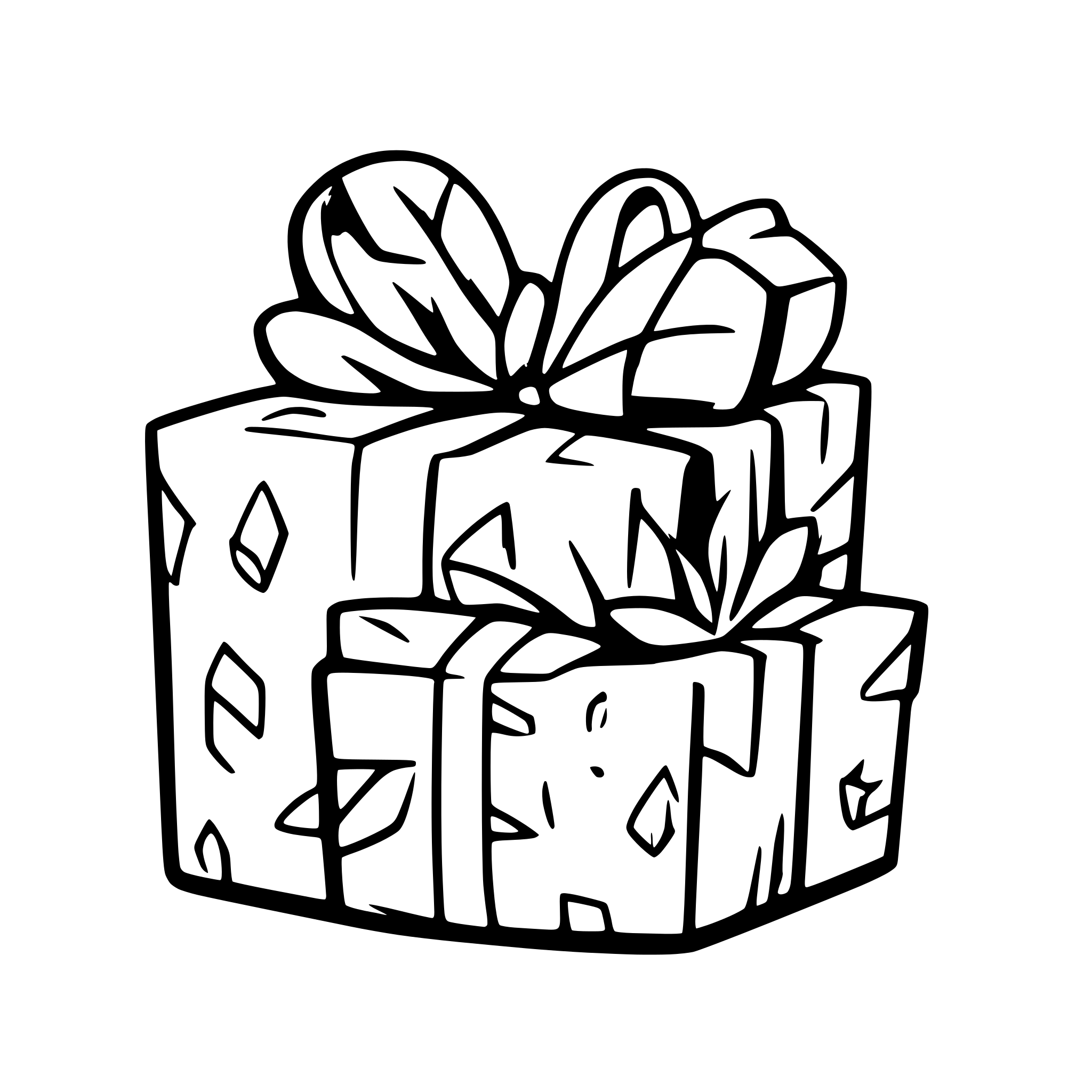 AI-generated SVG of 'christmas gifts floating'