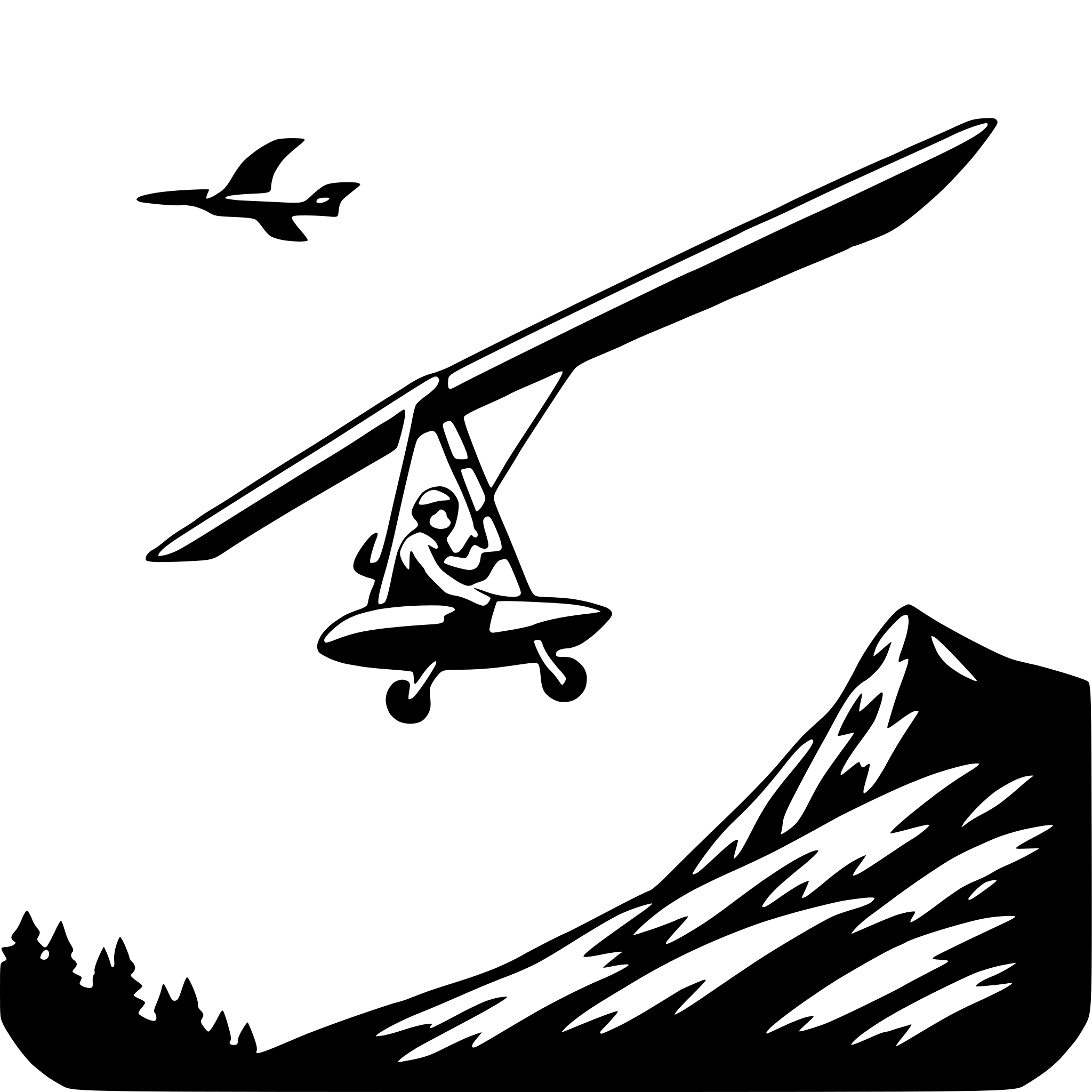 AI-generated SVG of 'hang gliding above hills'