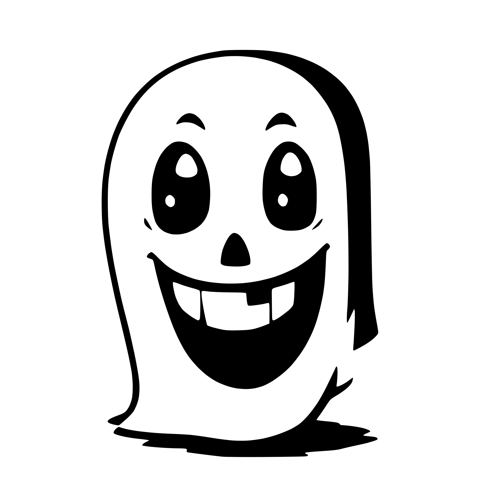 AI-generated SVG of 'Simple ghost character smiling'