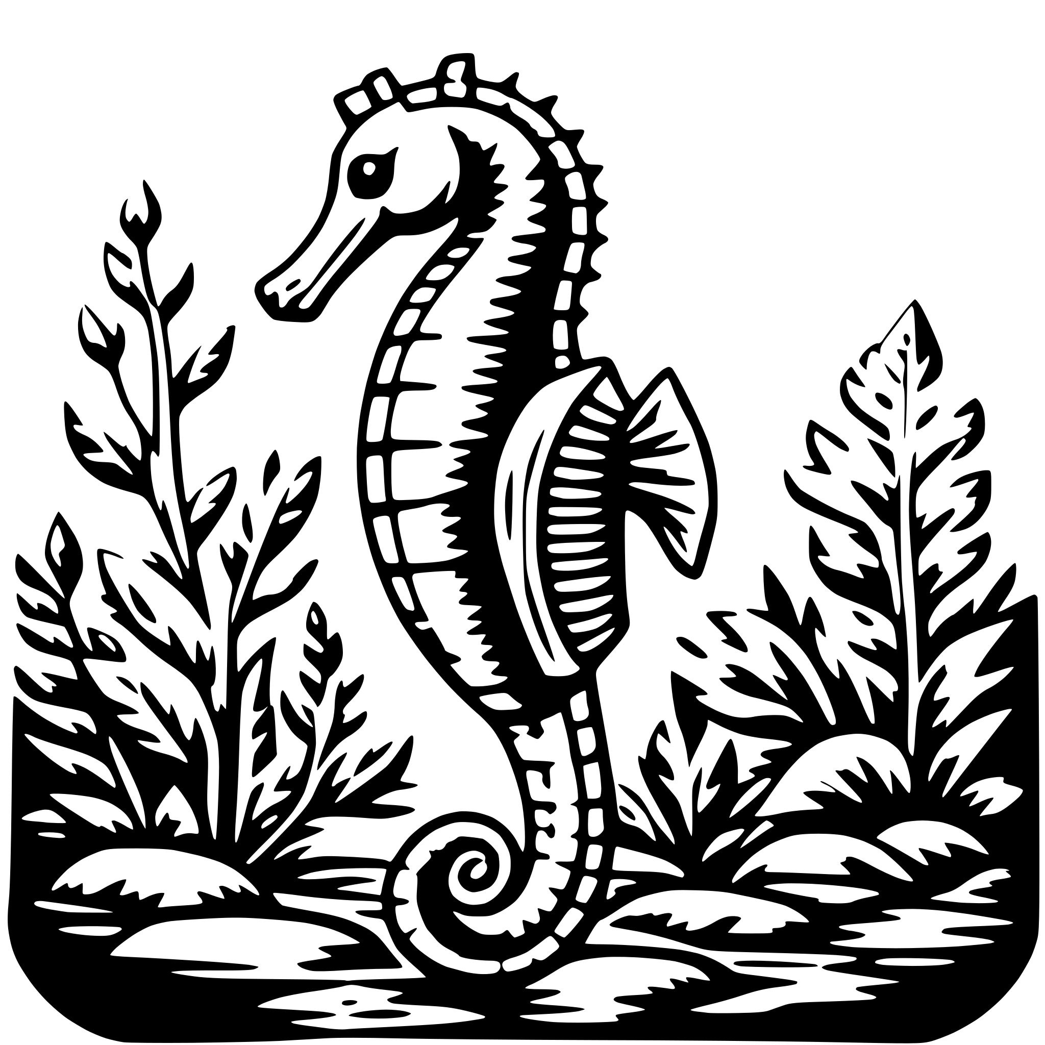 AI-generated SVG of 'seahorse and kelp'