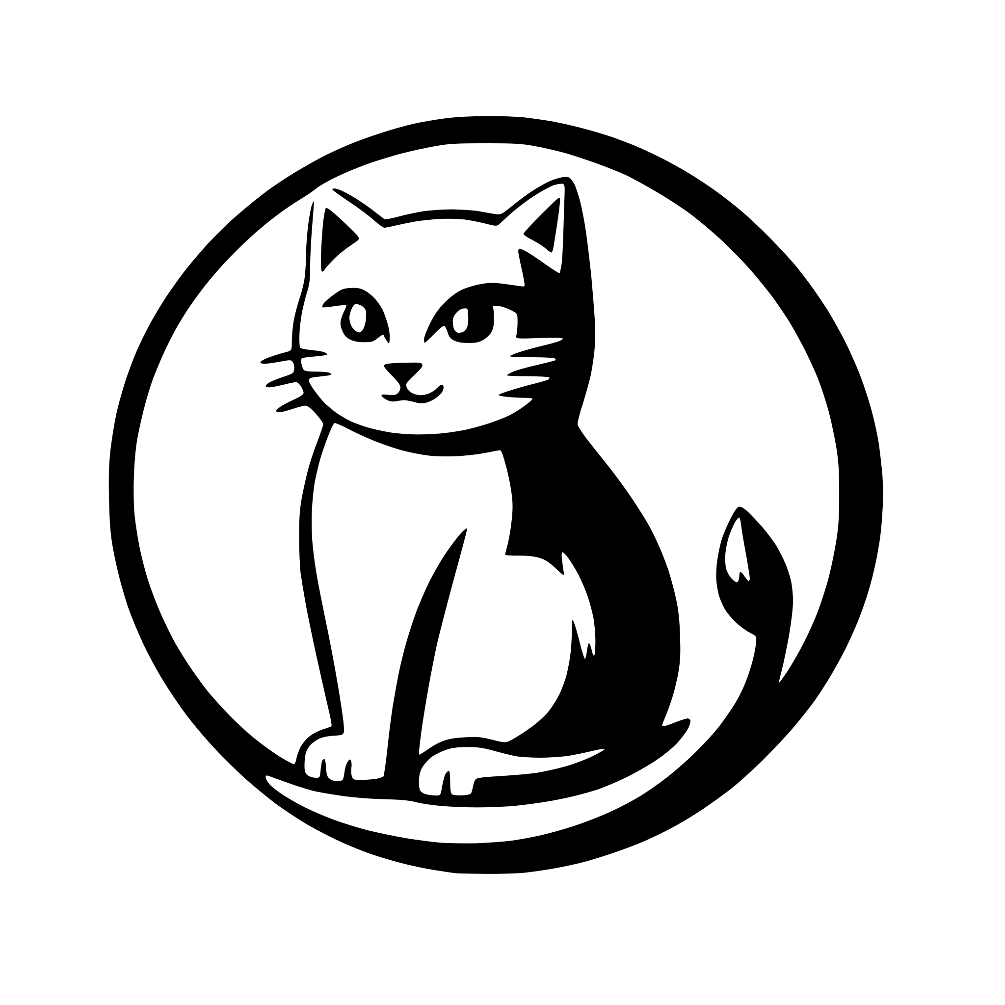 AI-generated SVG of a minimalist cat with long tail