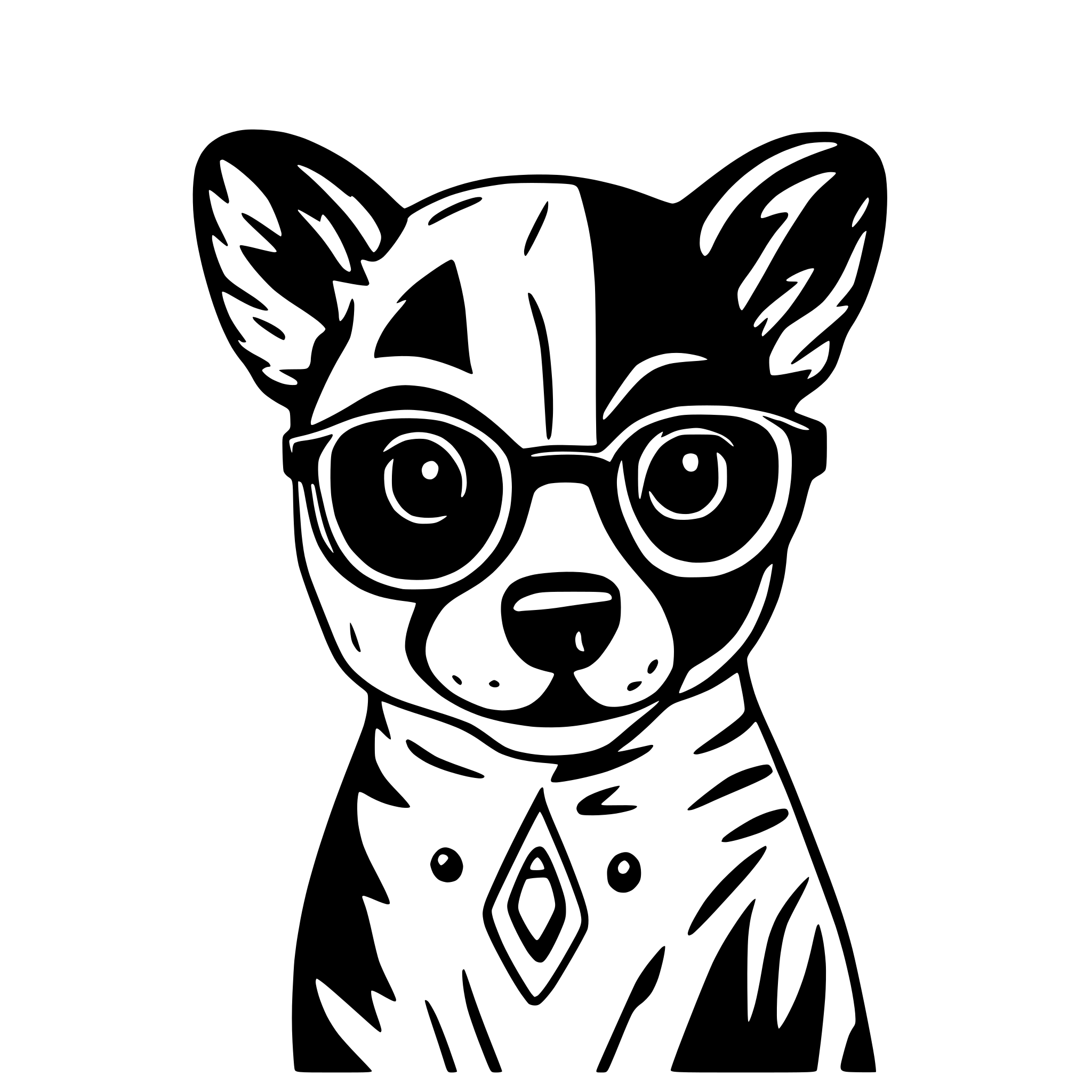 AI-generated SVG of a cachorro pastor alemao de oculos
