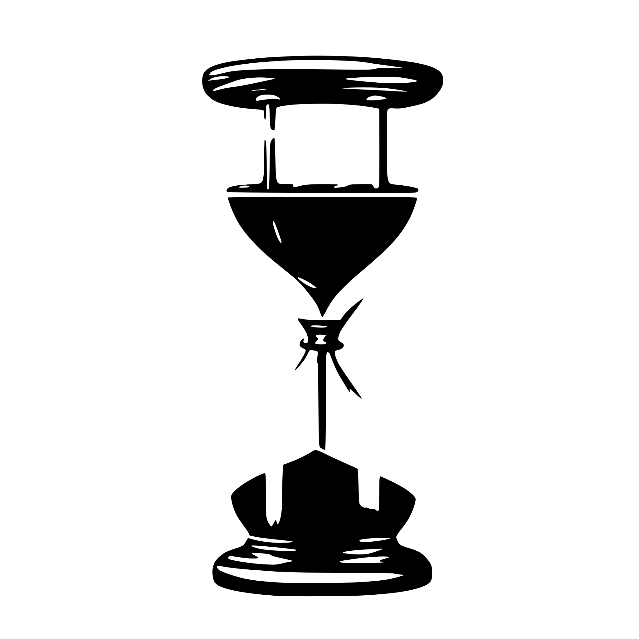 AI-generated SVG of 'A black and white SVG of a classic hourglass with a minimal design. The top and bottom are symmetrical, and the sand is shown flowing from the upper chamber to the lower chamber.'