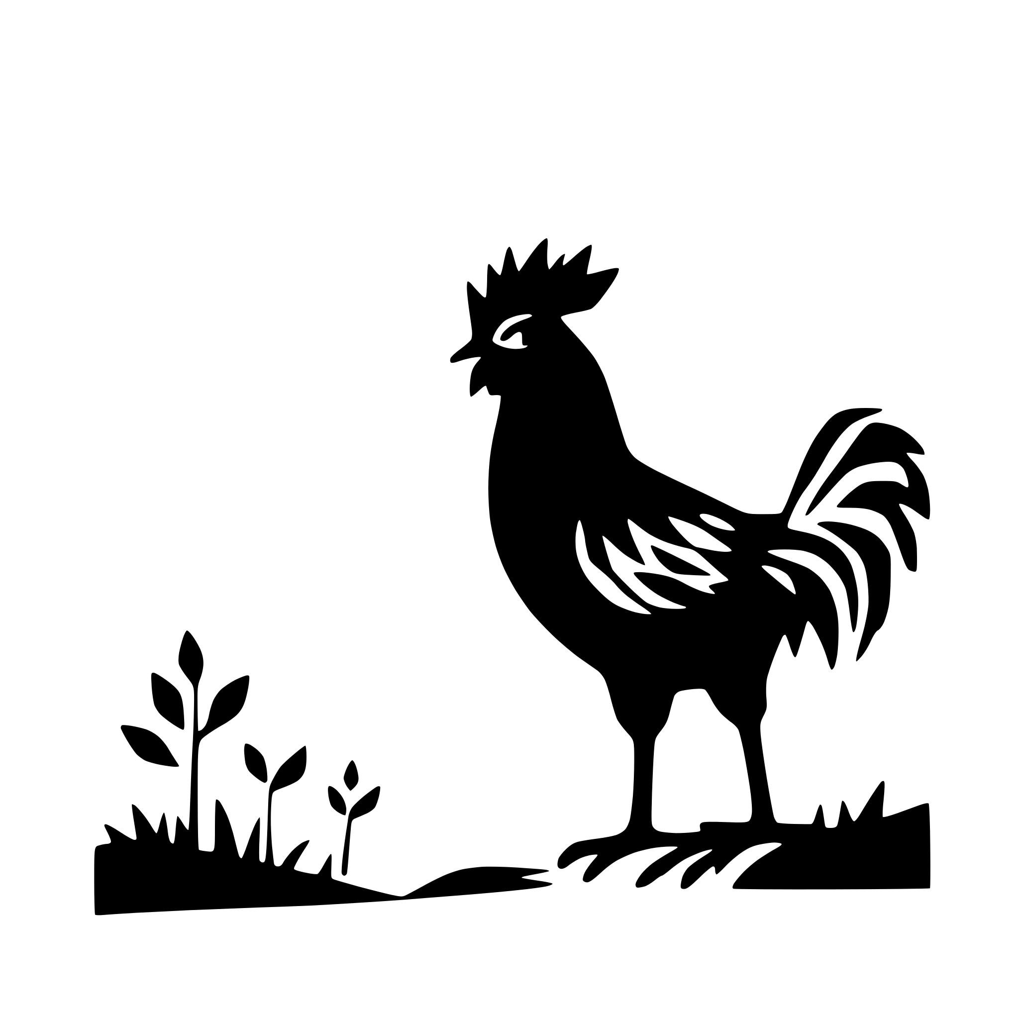 AI-generated SVG of a rooster crowing at sunrise