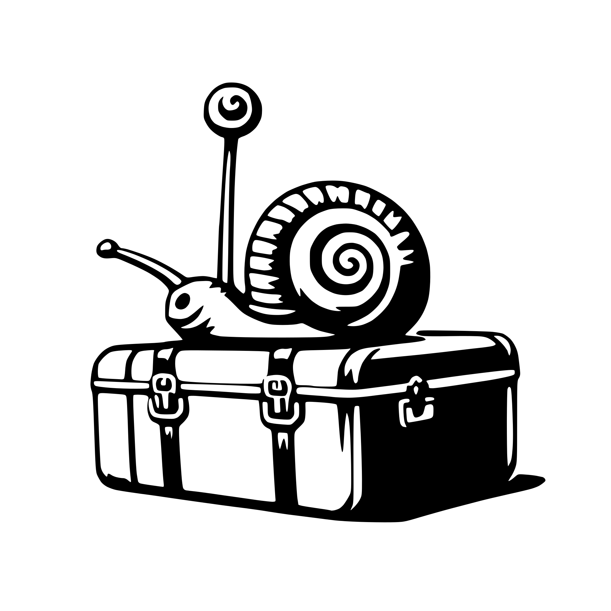 AI-generated SVG of 'snail with suitcase'