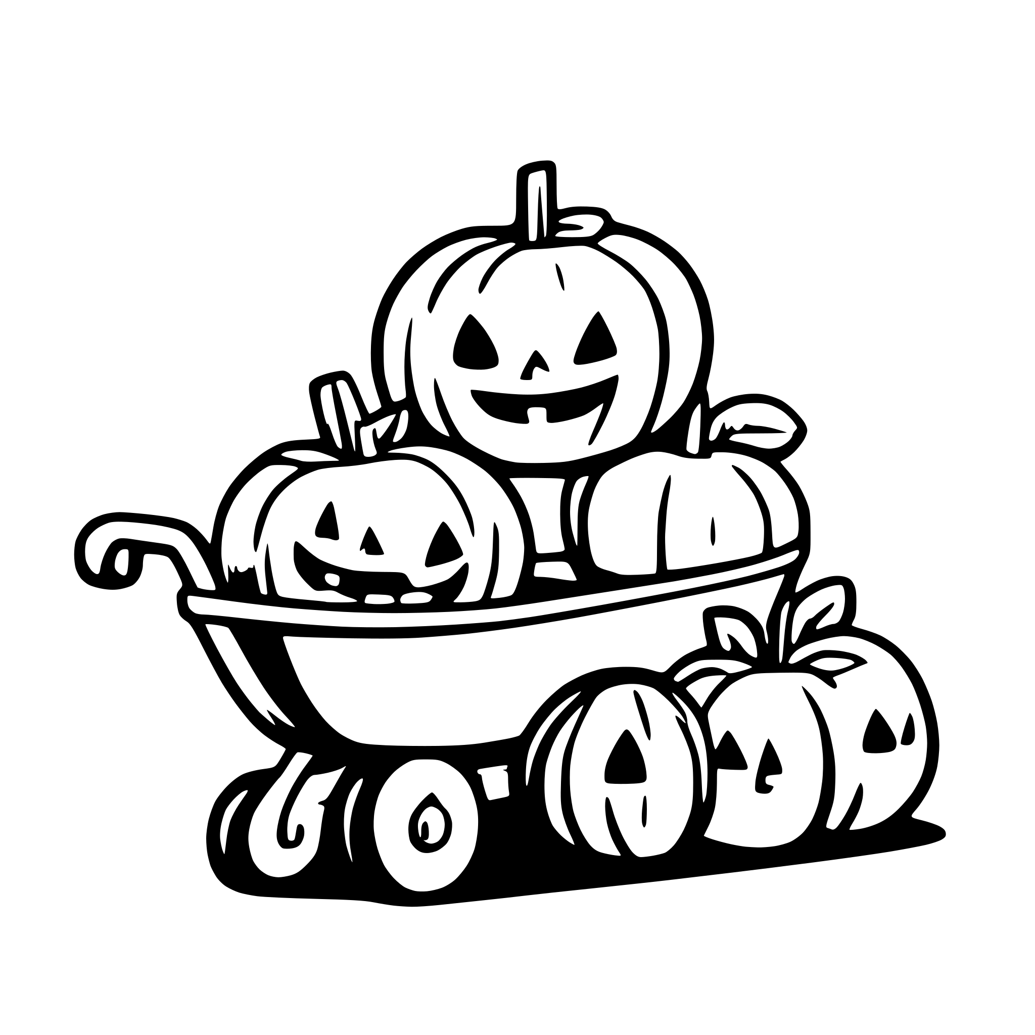 AI-generated SVG of a spookey pumpkins with wheelbarrow