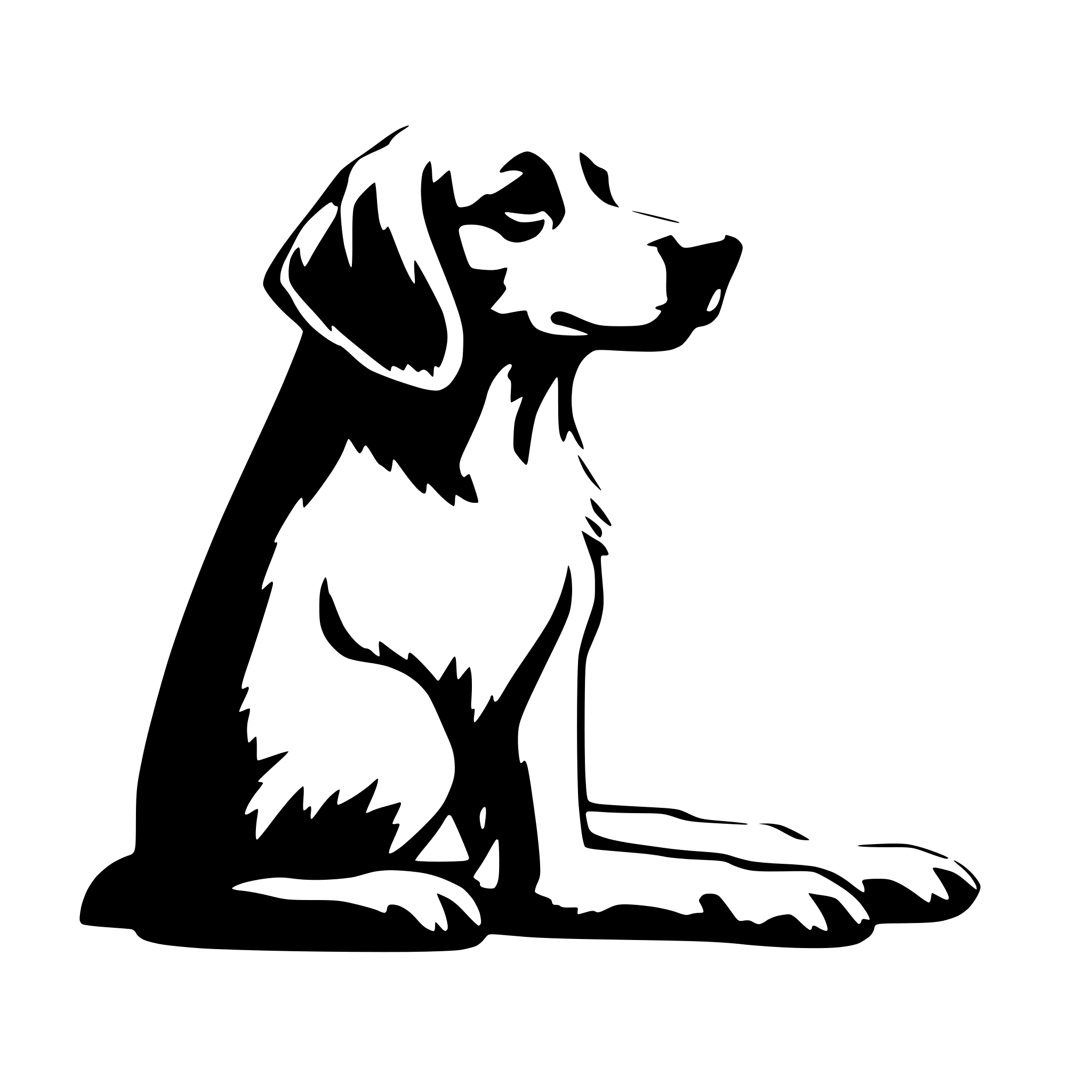 AI-generated SVG of 'A simple side profile of a dog with paws. Can be use for medical schema. Not sit'