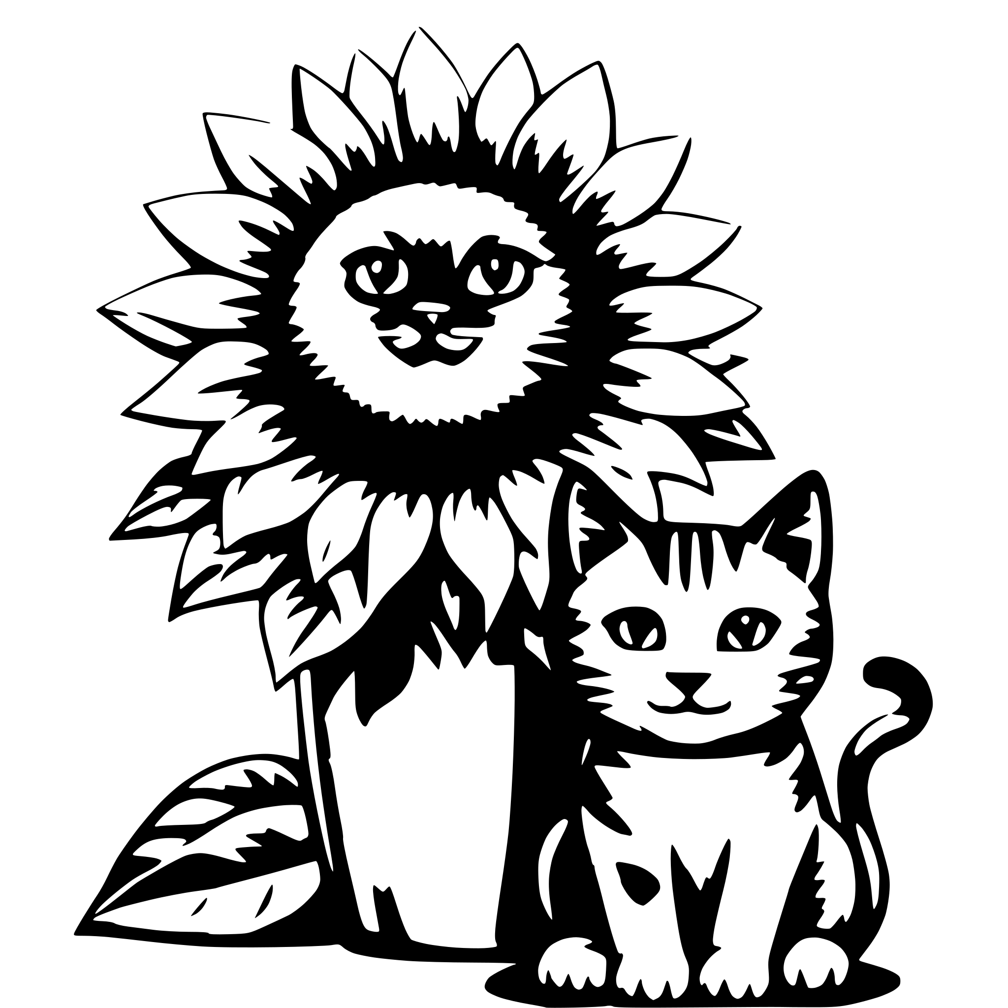 AI-generated SVG of a sunflower with cat