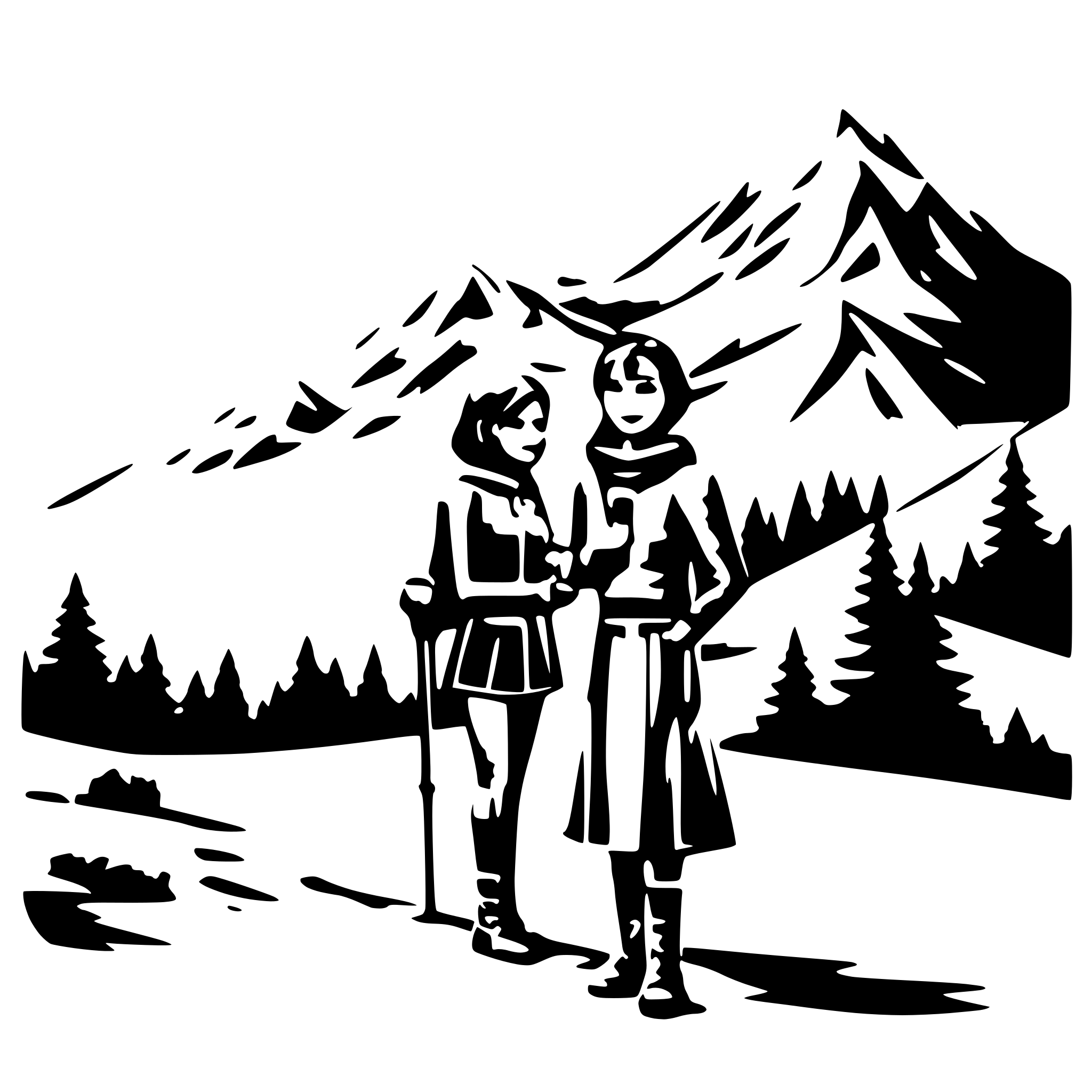 AI-generated SVG of a a medal holder with a snow mountain in te top and a trecking girl to the right of the mountain,