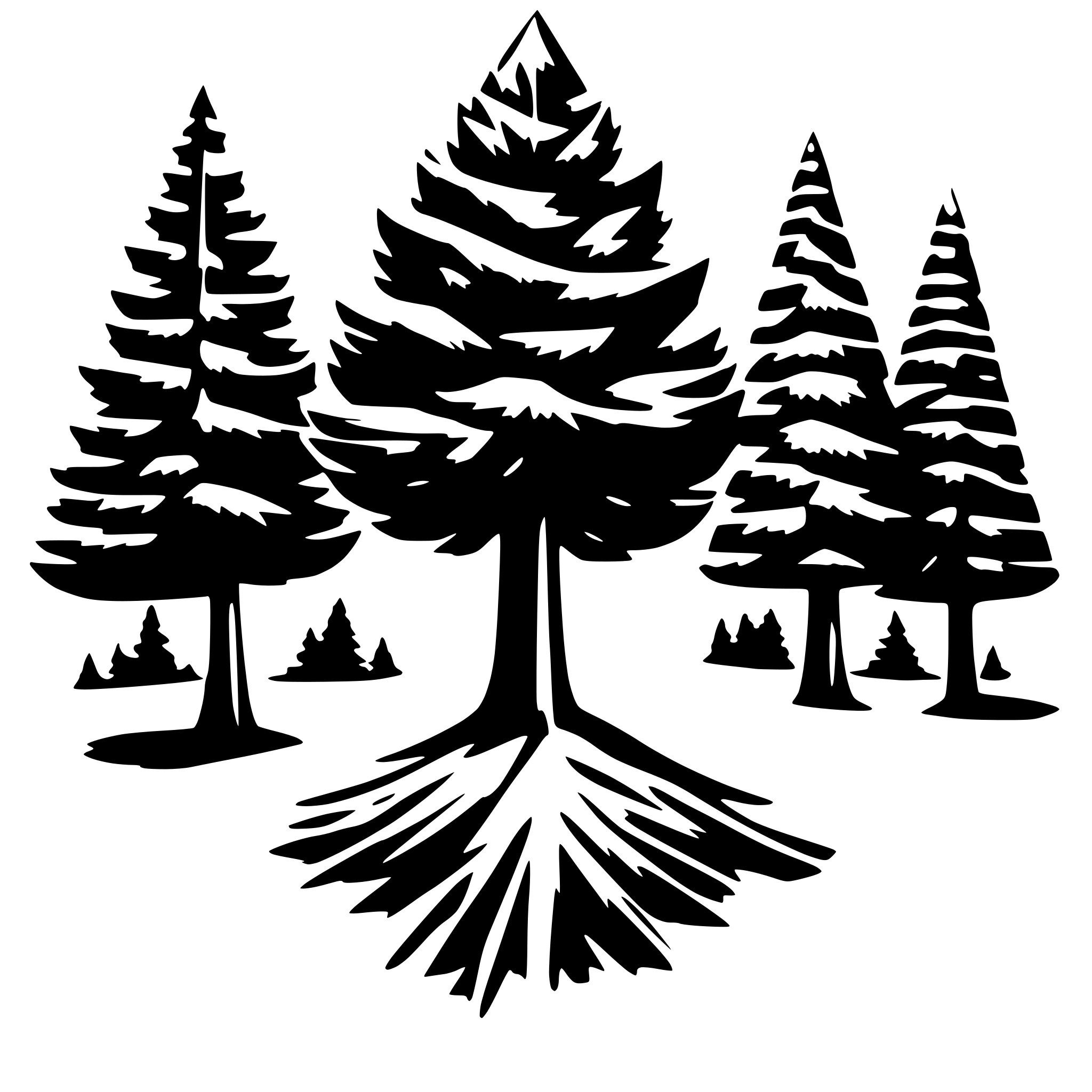 AI-generated SVG of a forest tree, pines, many needles, symmetrical