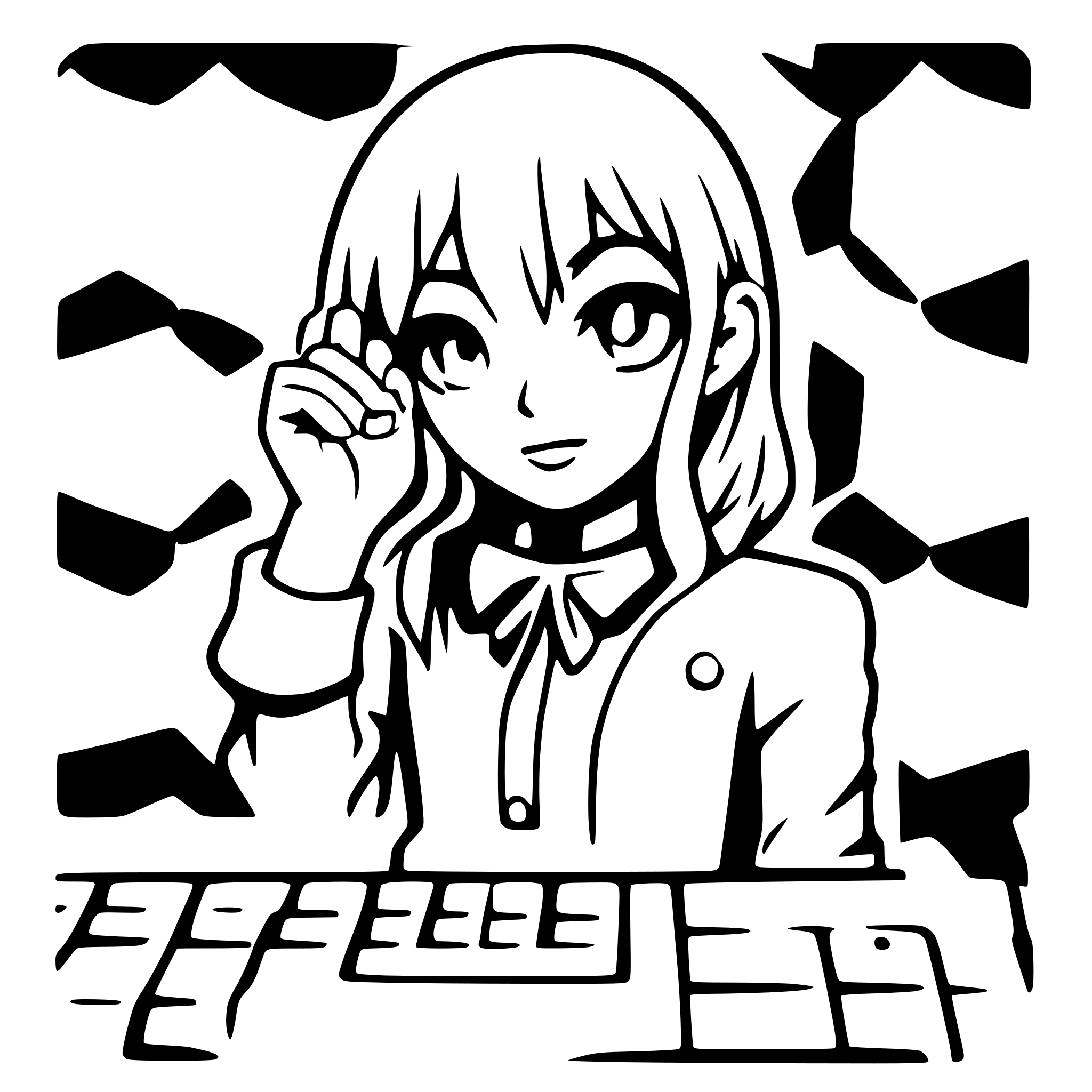 AI-generated SVG of '2d anime girl pressing keyboar button'