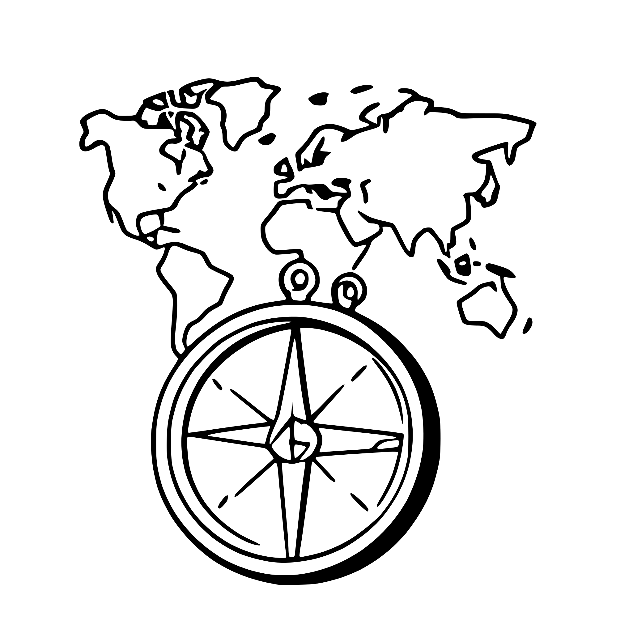 AI-generated SVG of 'compass with world map'