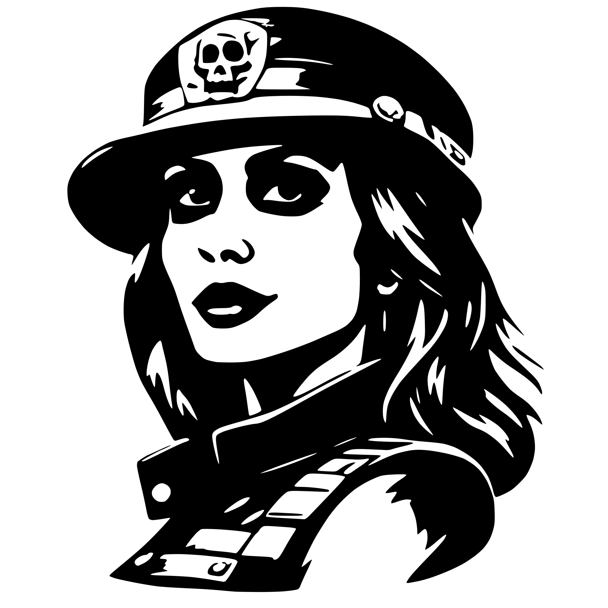 AI-generated SVG of 'POLICIAL FEMININA COM CAVEIRA'