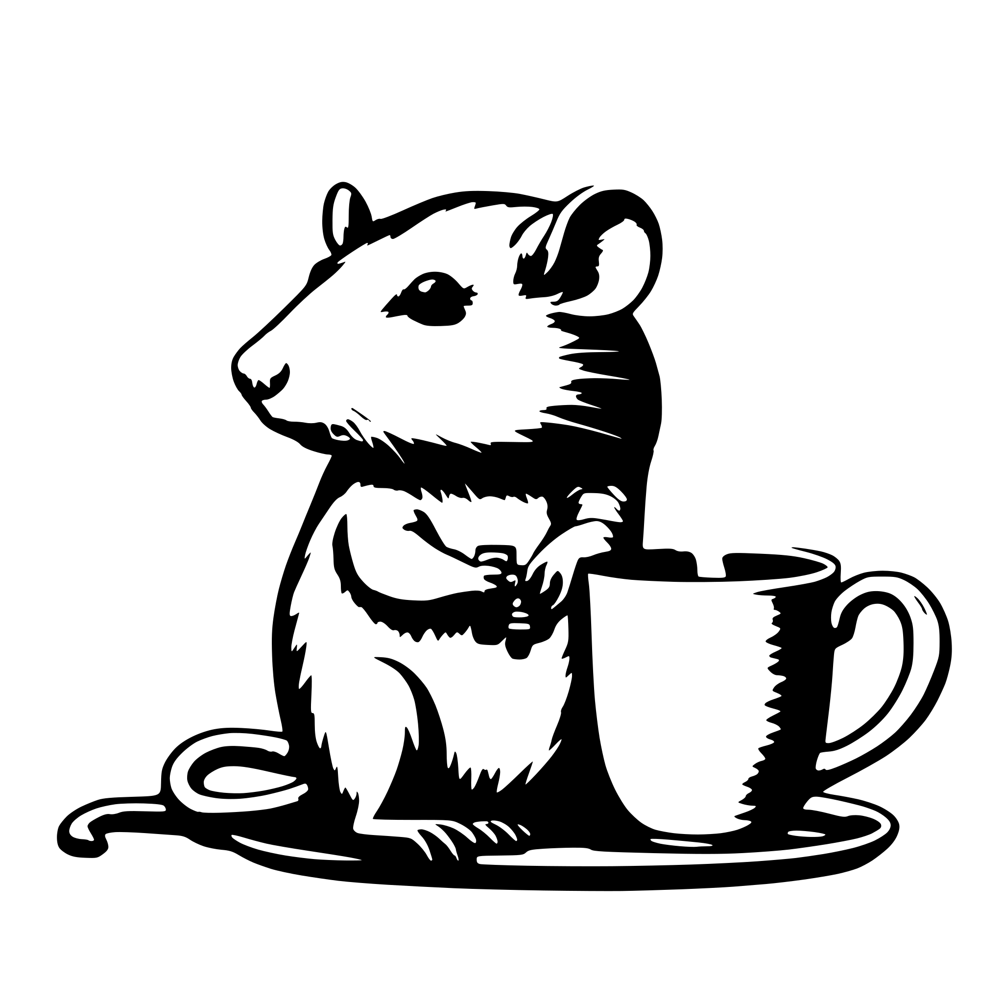 AI-generated SVG of 'fancy rat drinking tea'