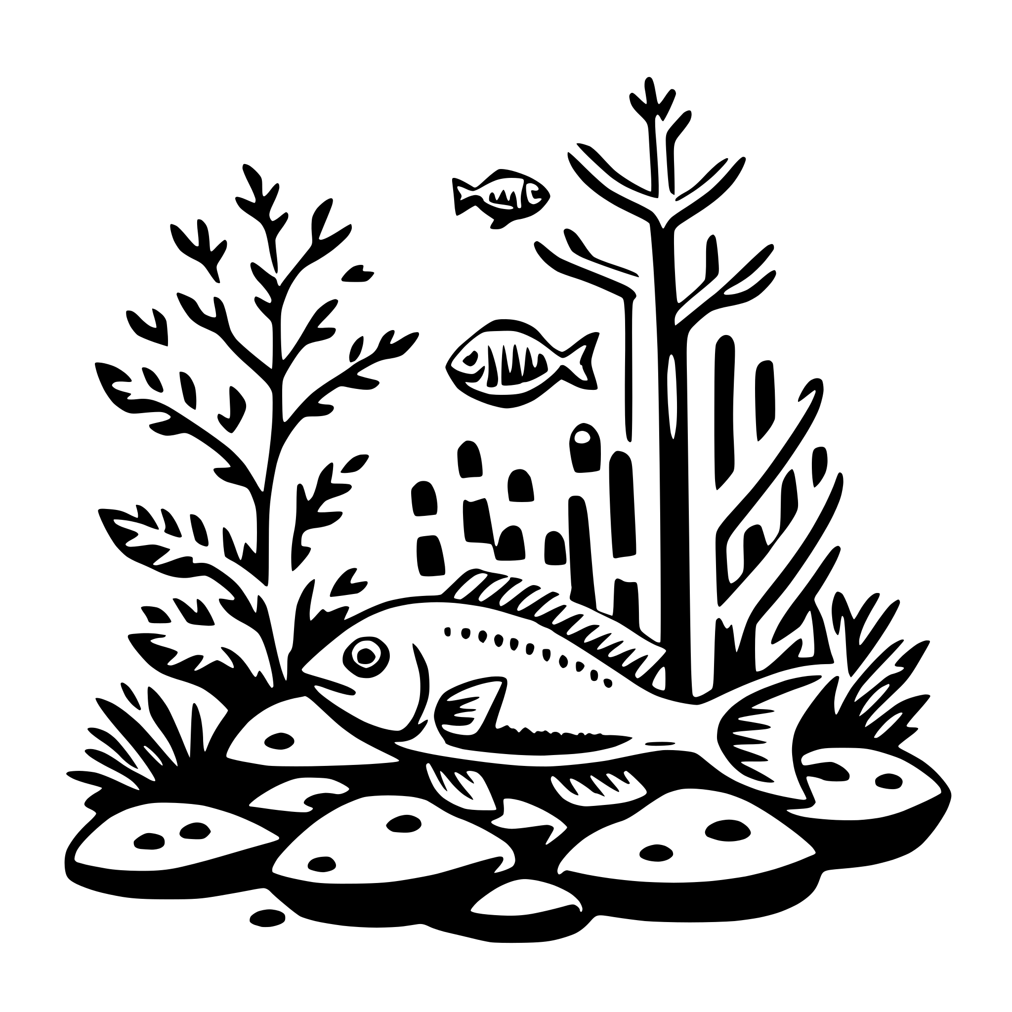 AI-generated SVG of 'coral and fish'