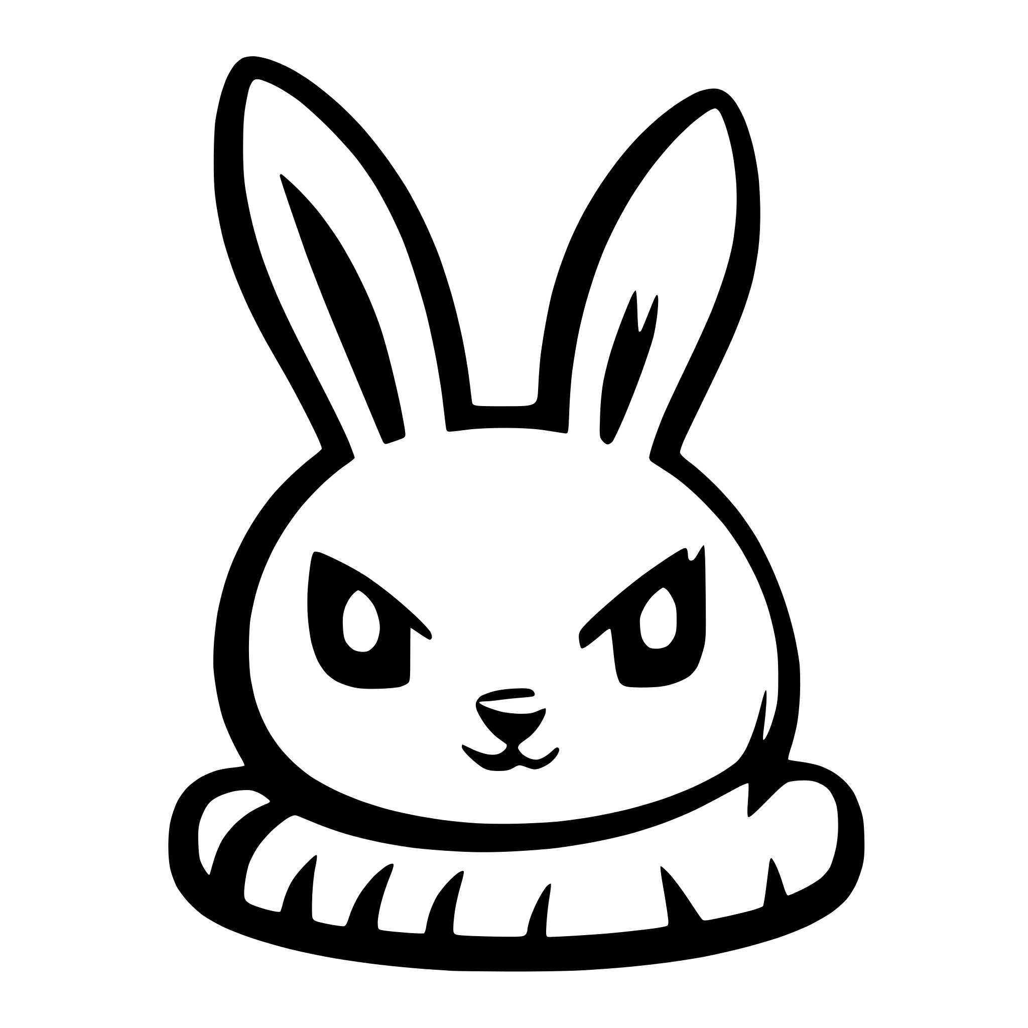 AI-generated SVG of 'angry cartoon rabbit head black'