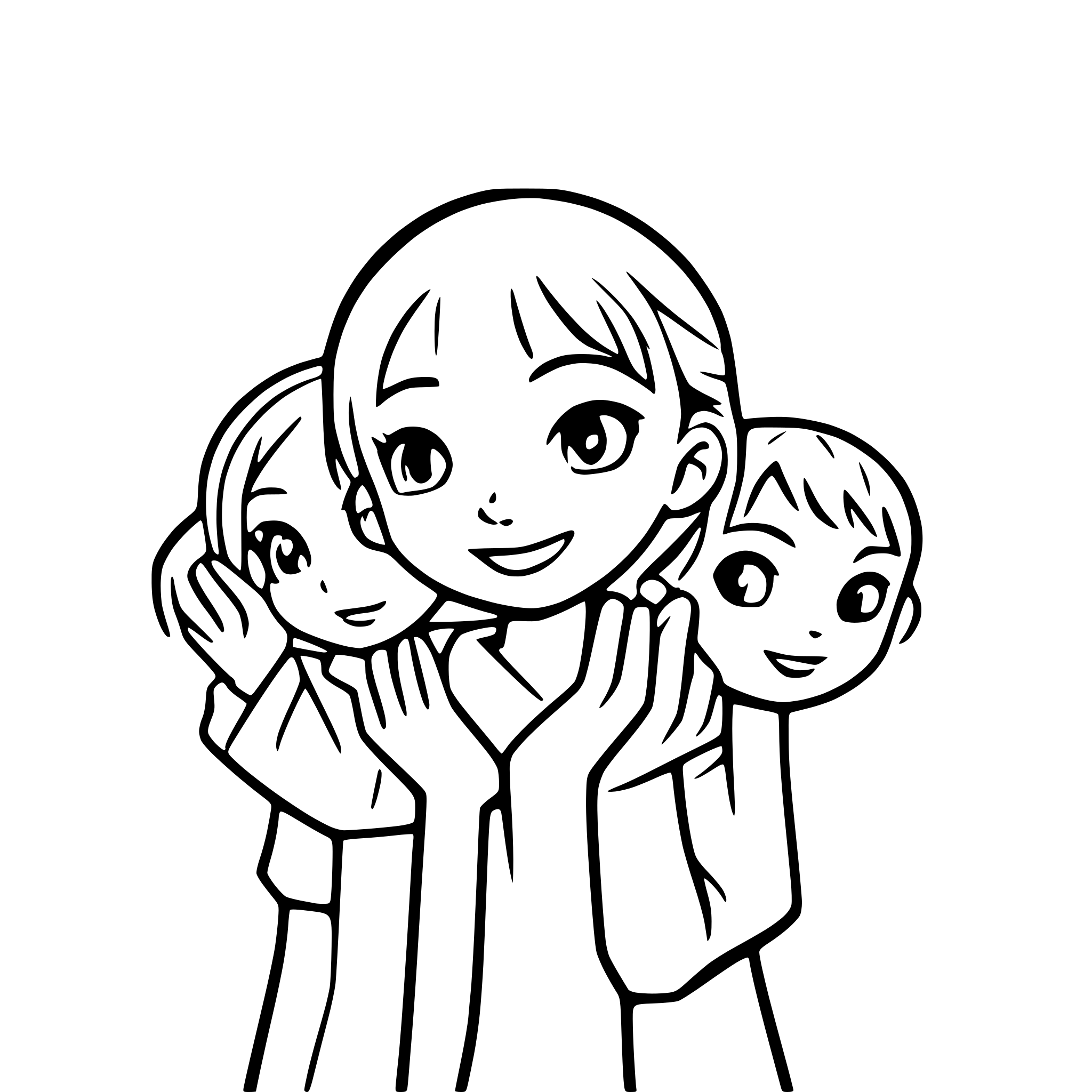 AI-generated SVG of a many childsren who holding on their hands