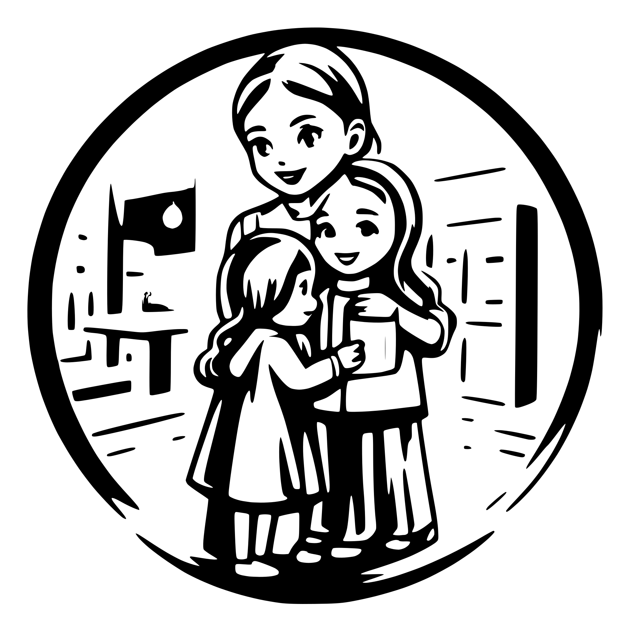 AI-generated SVG of a educator says goodbye to 8 children in the kindergarden