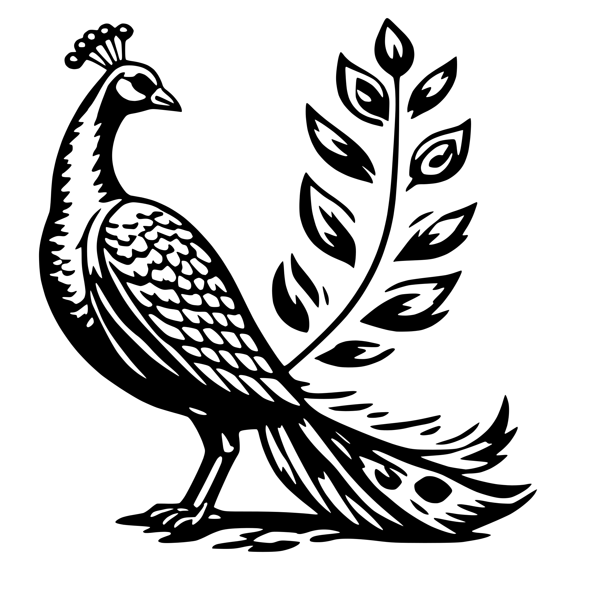 AI-generated SVG of a peacock with feathers